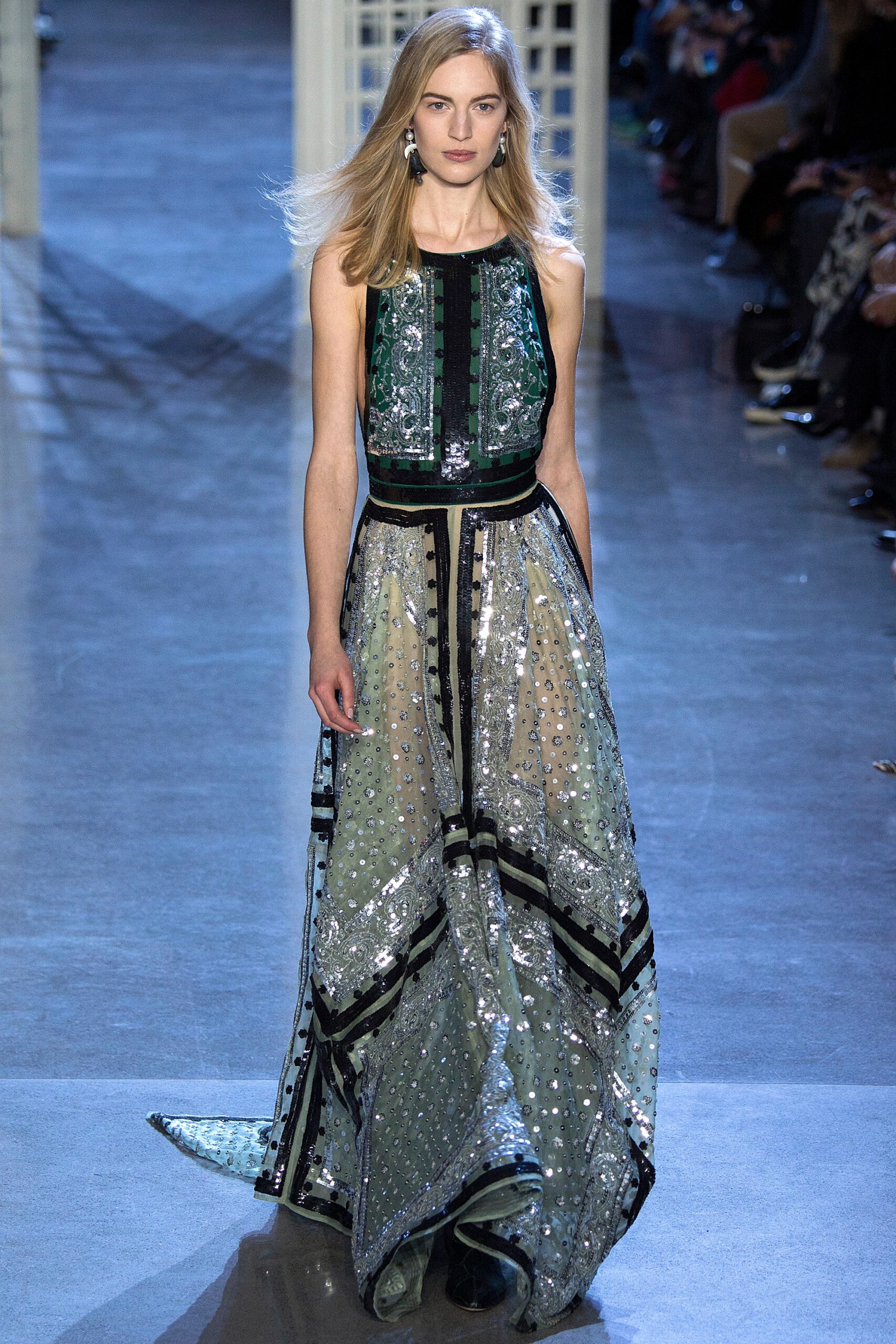 green black sequined gown