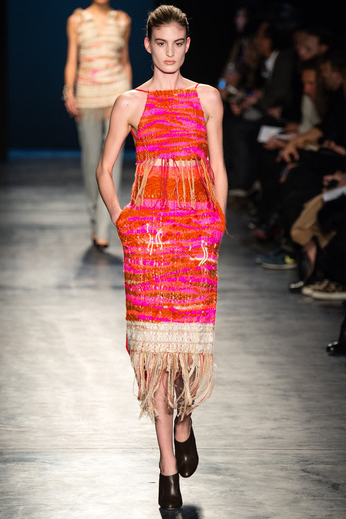 pink and orange fringed dress