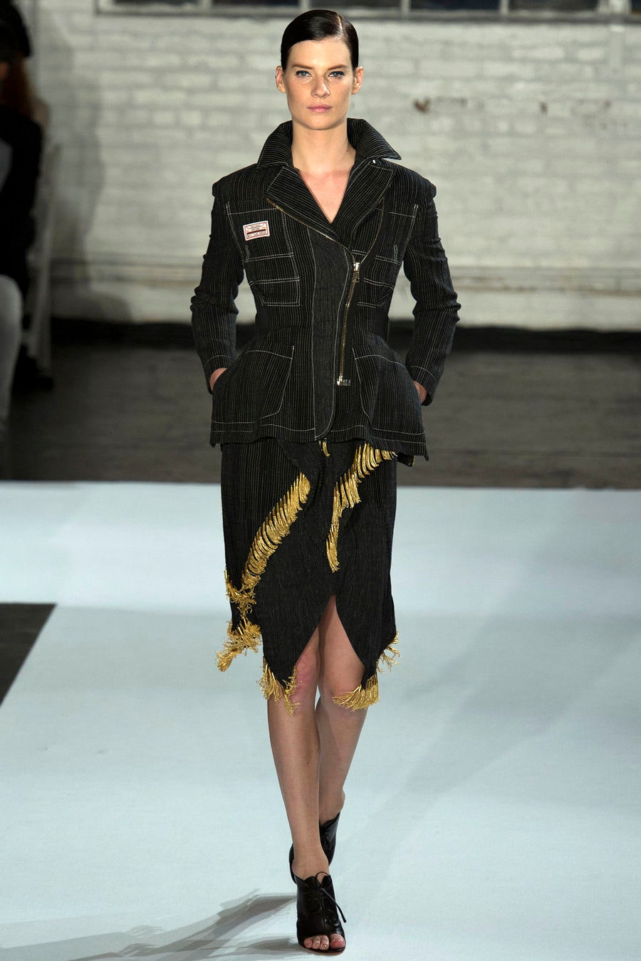black denim jacket and skirt