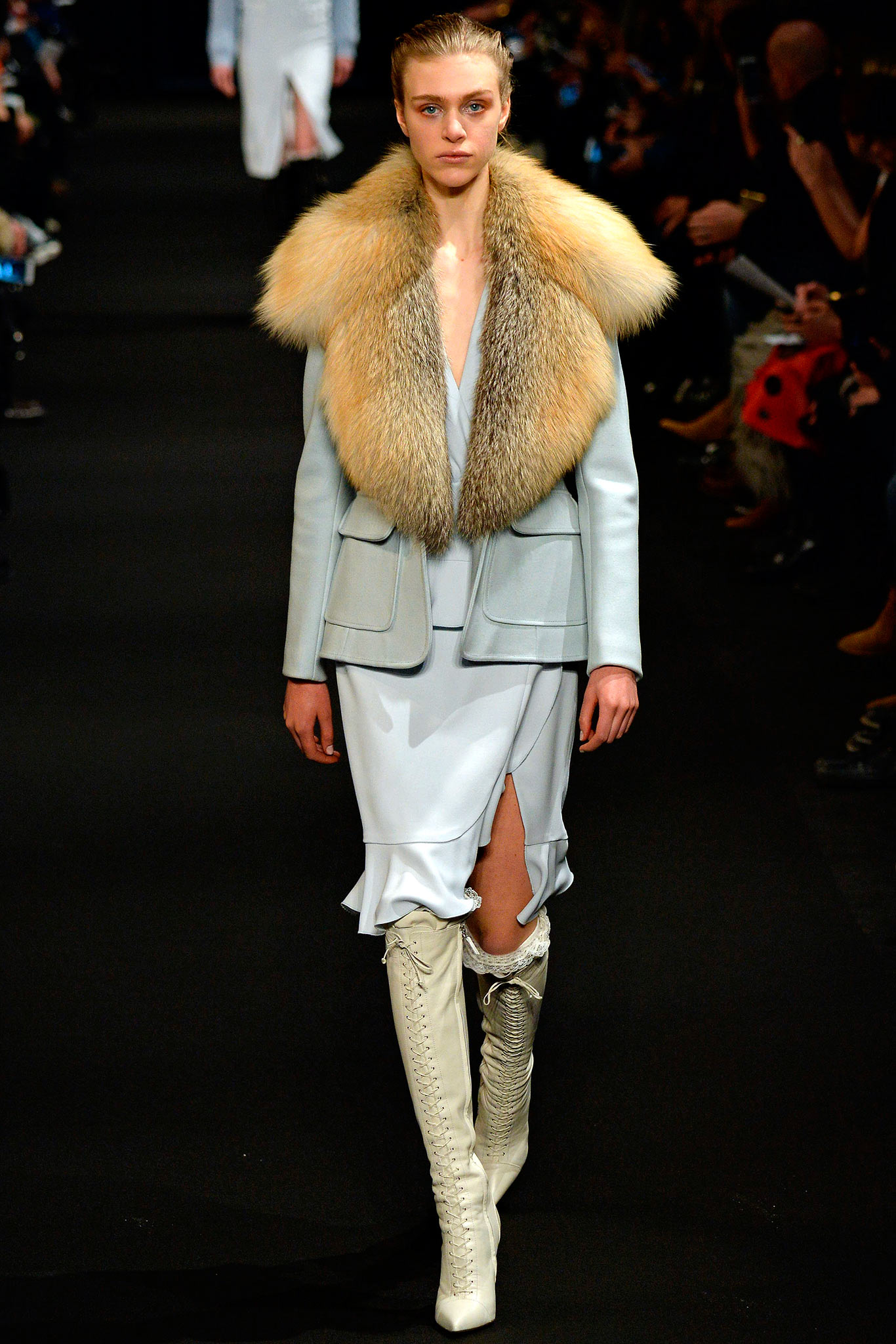 white silk fitted dress with coat