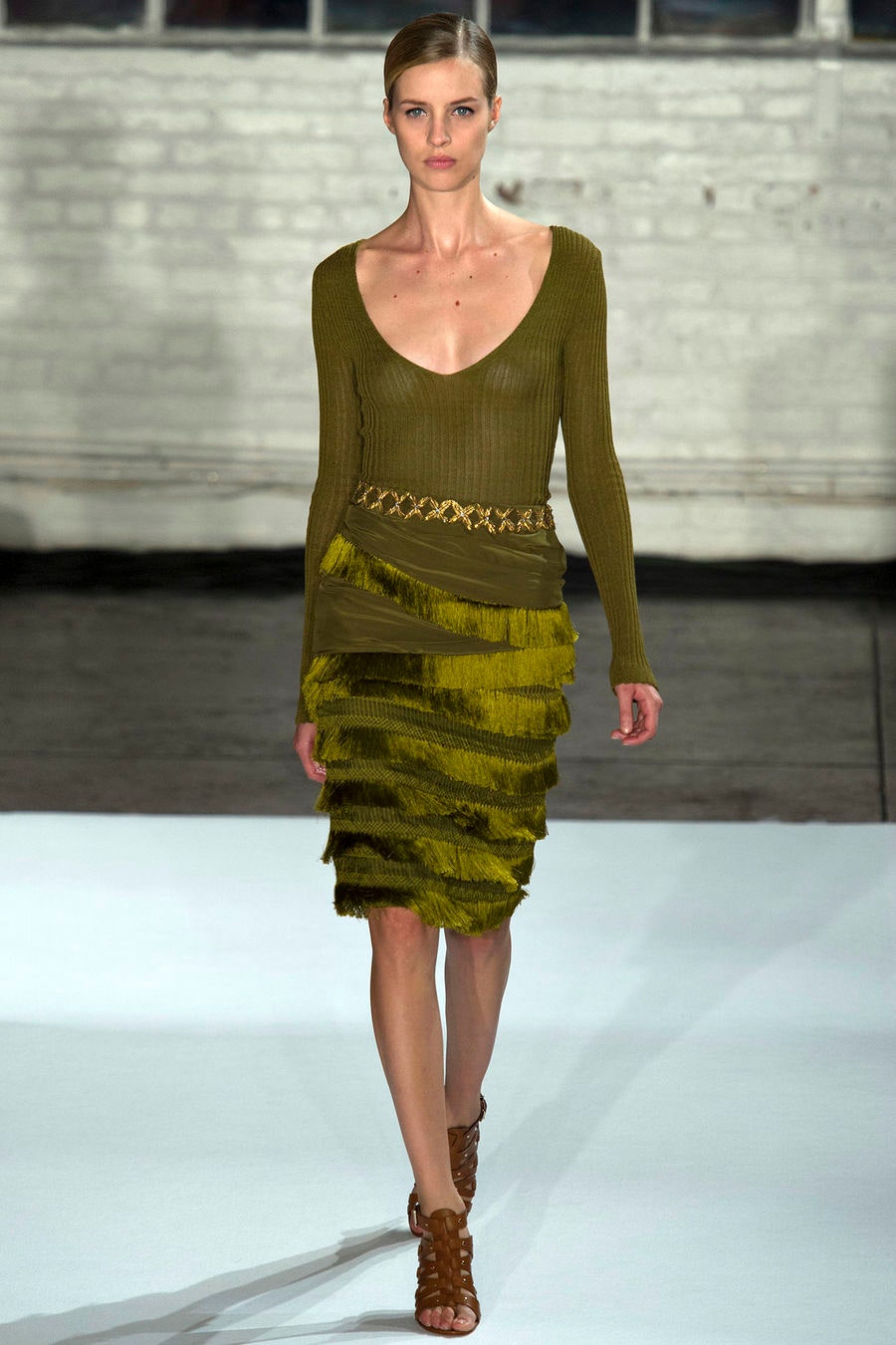 fitted green knit mini dress