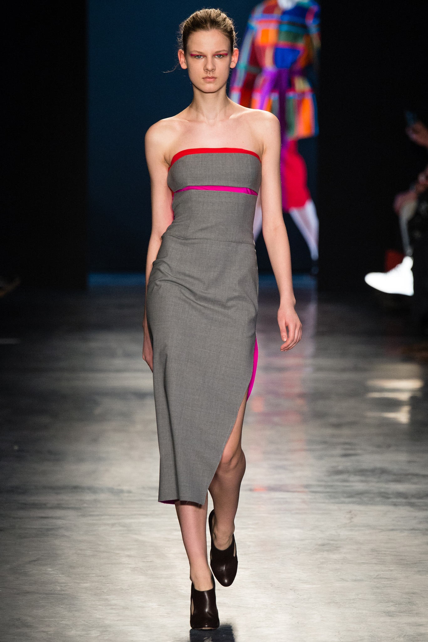 gray color-blocked midi dress
