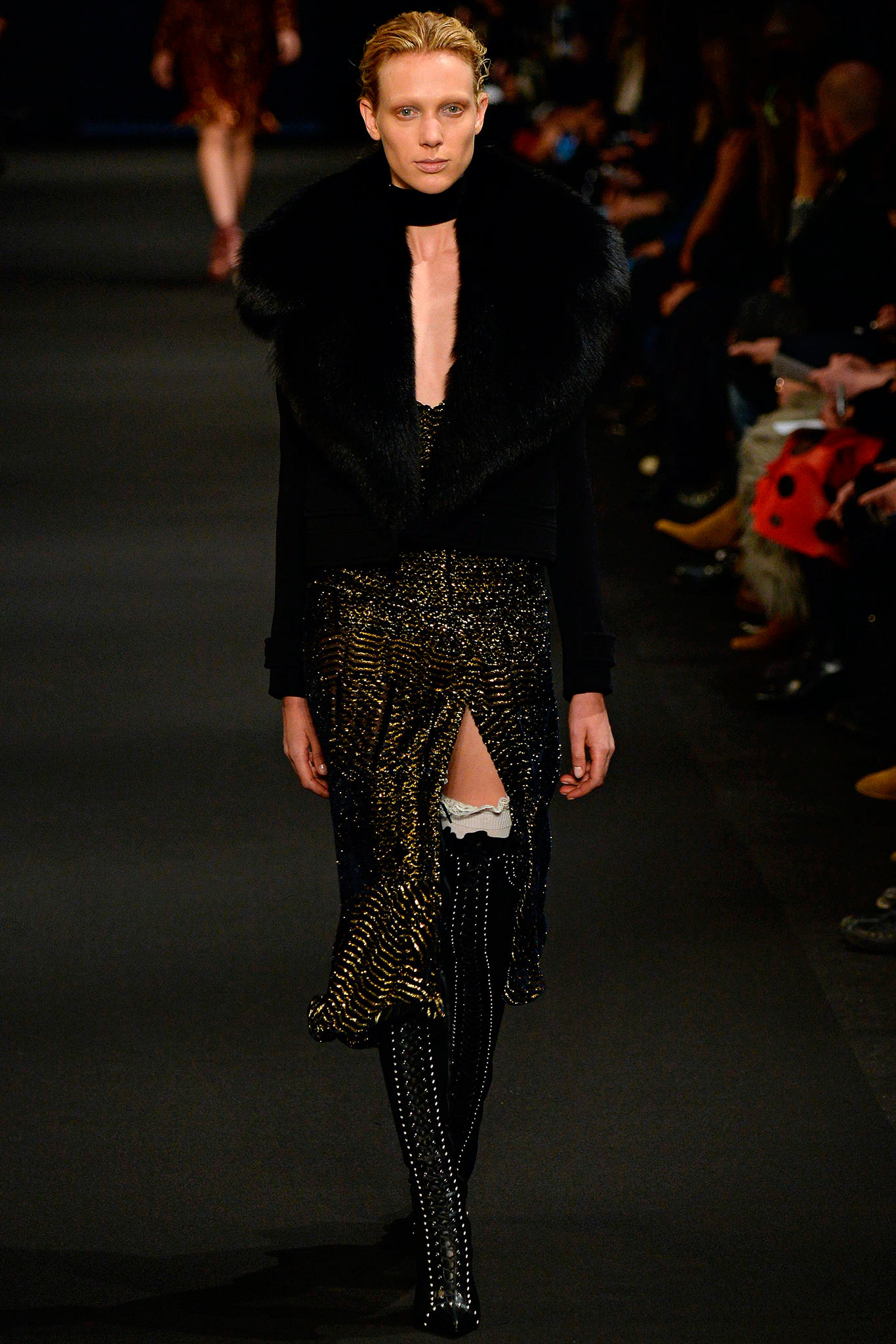 black sequined midi dress with coat