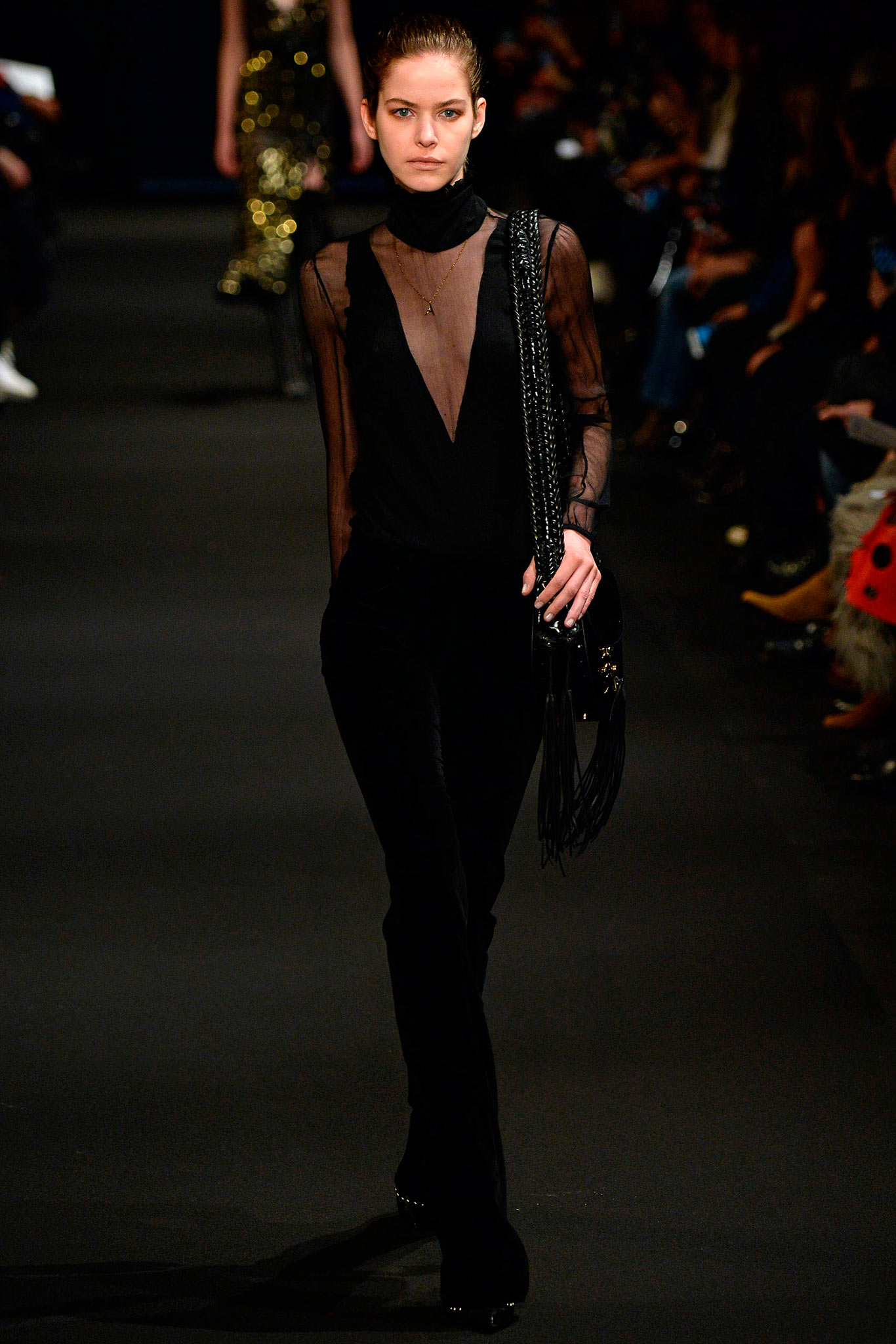 black fitted top and pants