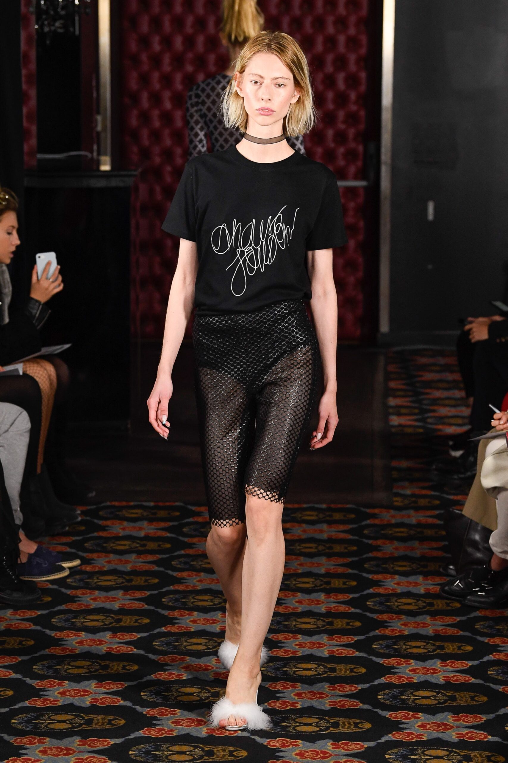 black mesh fitted zippered shorts