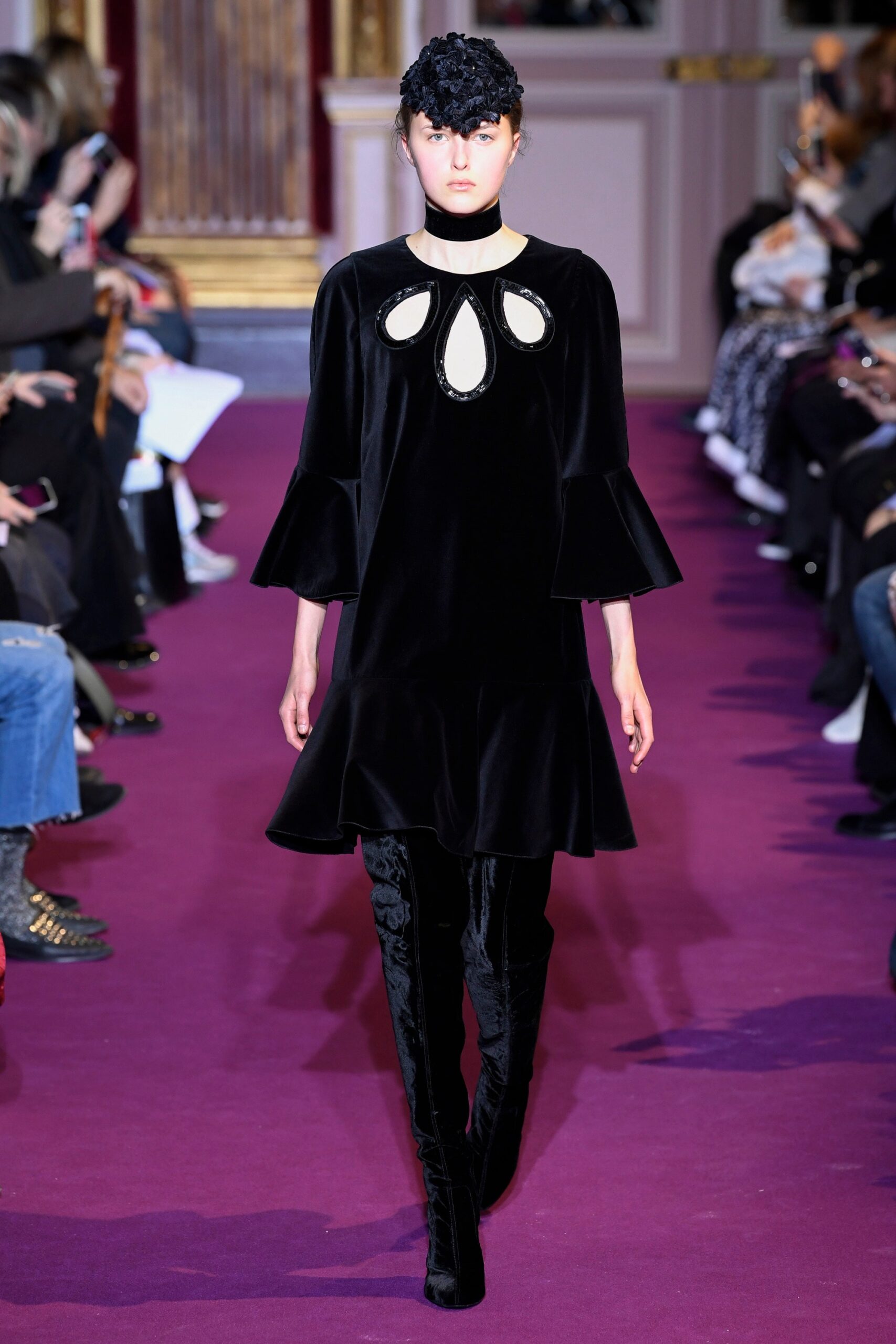 black velvet fitted dress