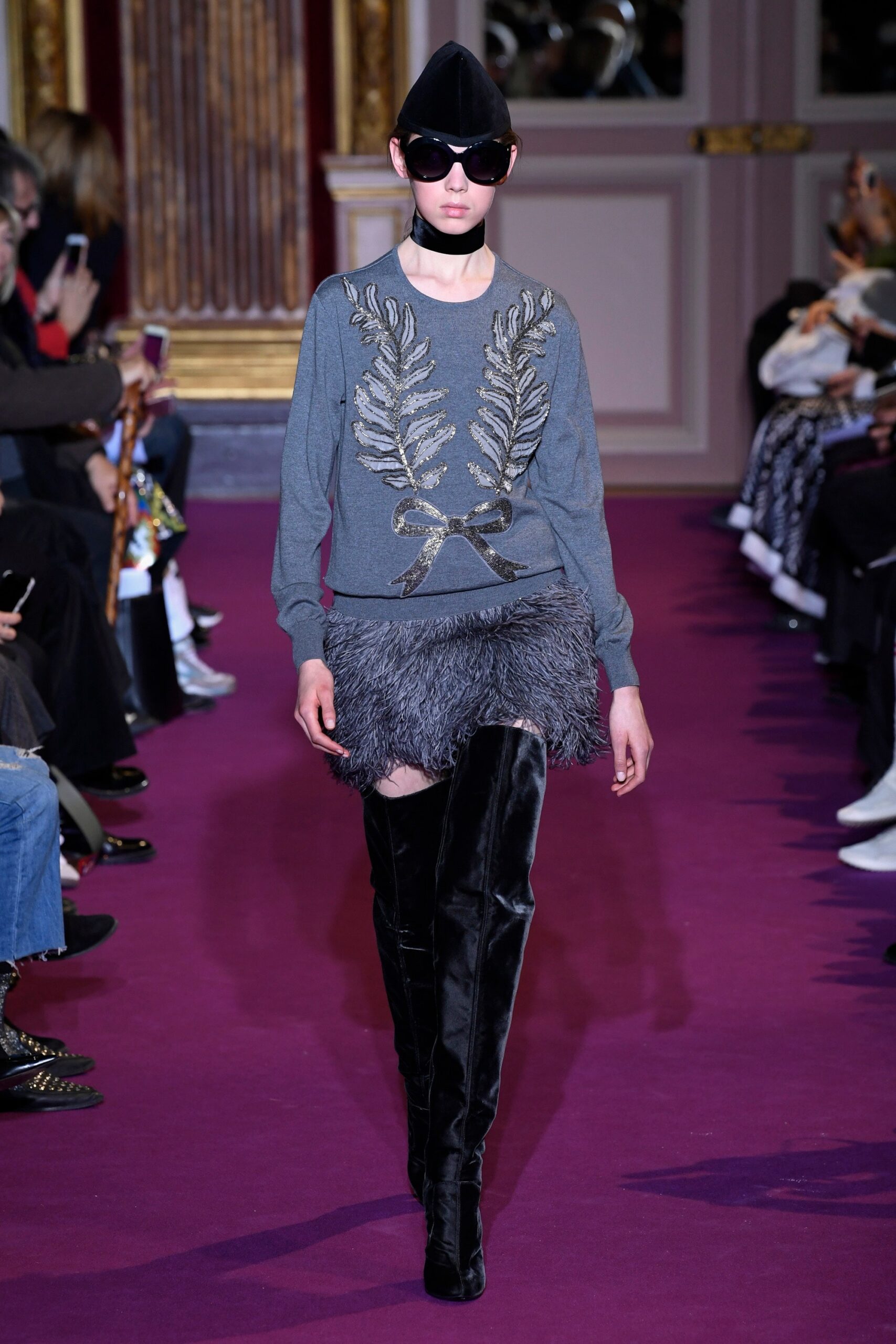 black fur fitted tiered short skirt