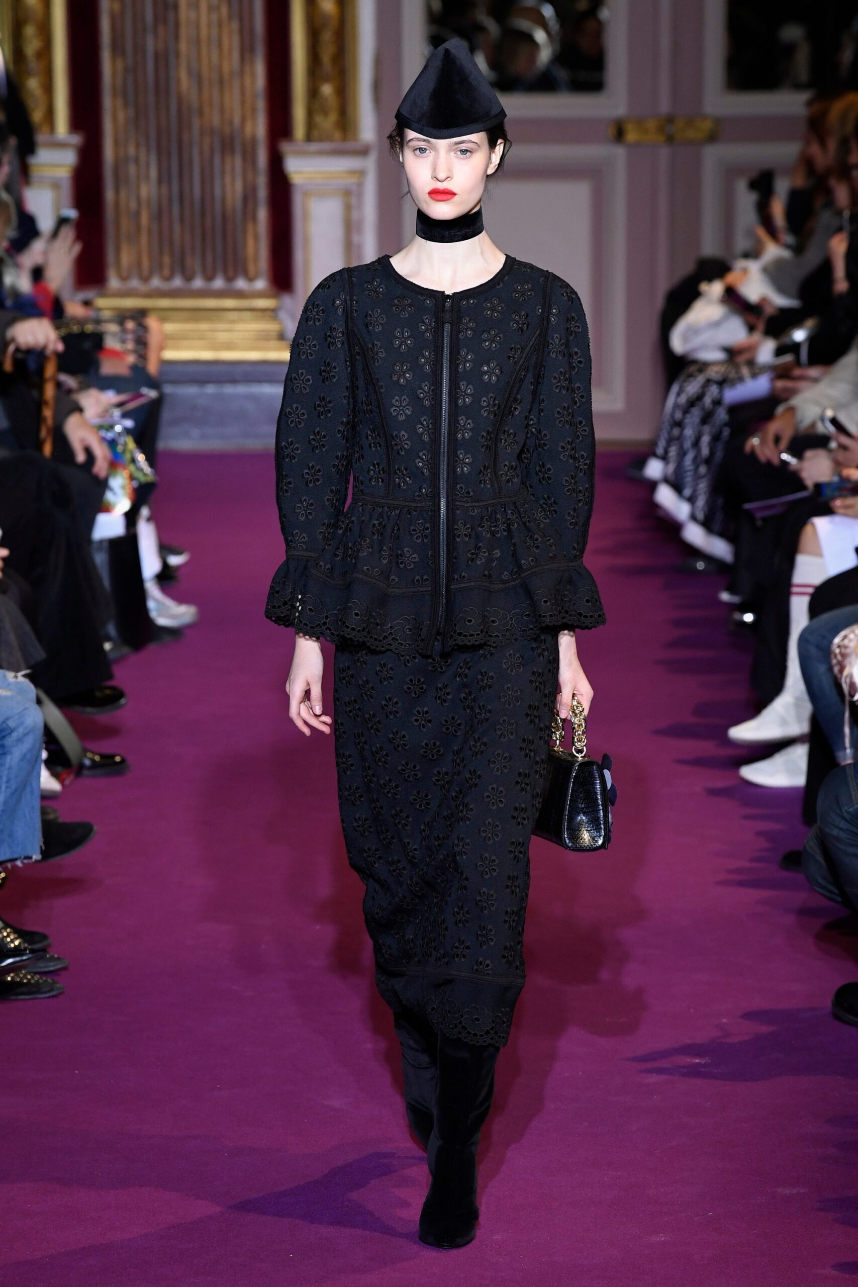black fitted long-sleeve dress