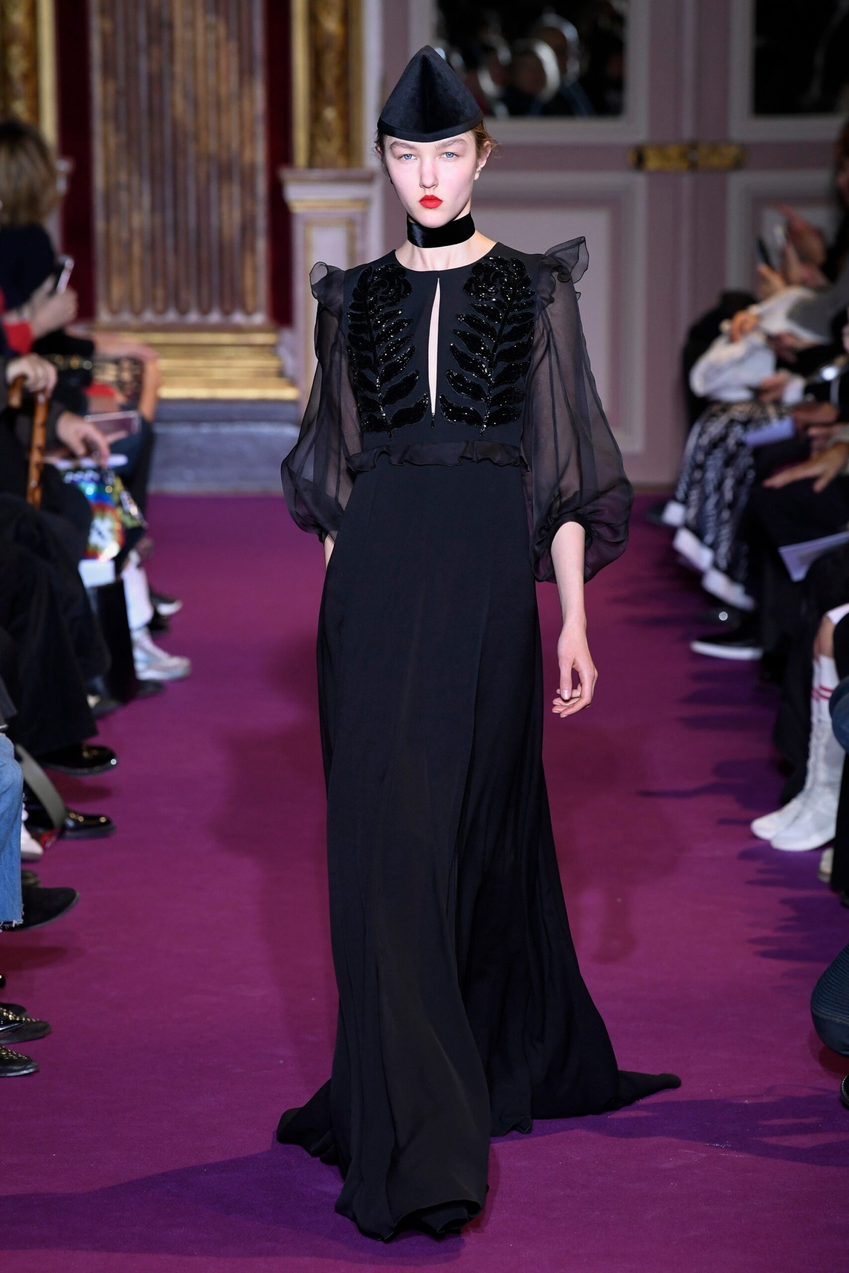 black silk fitted gown