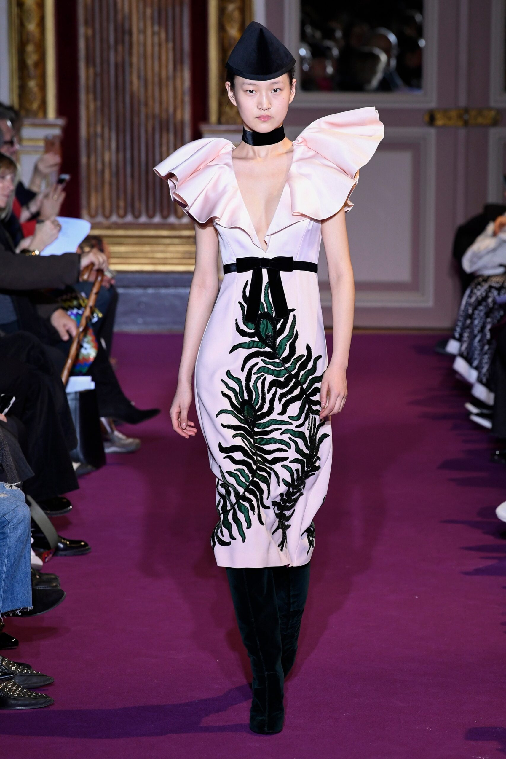 pink silk embellished dress