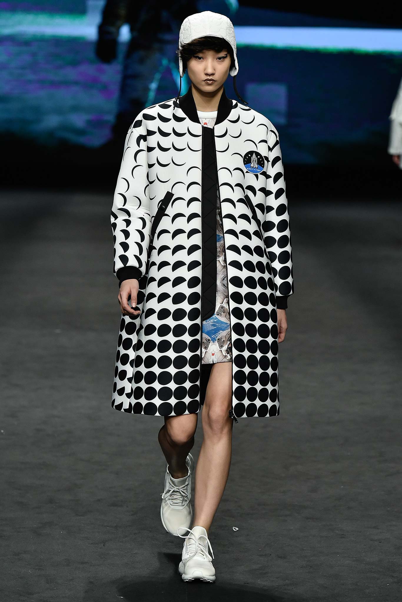 black and white printed coat