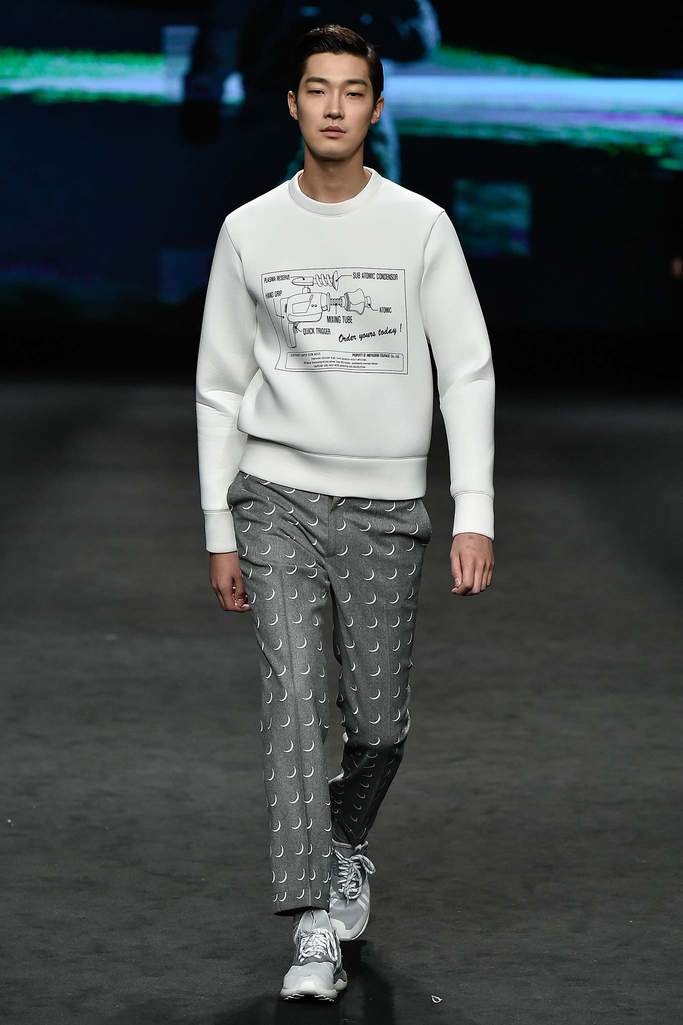 gray cotton slim printed pants