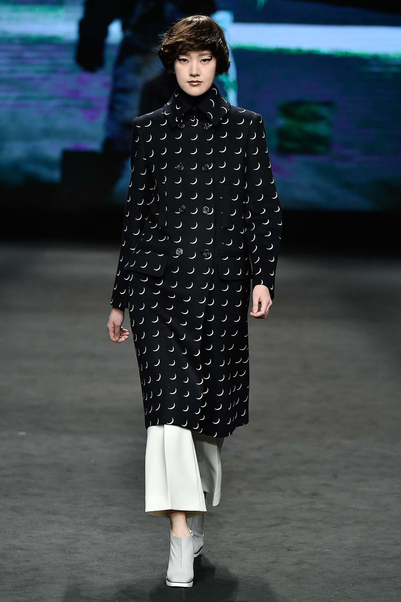 black and white printed coat
