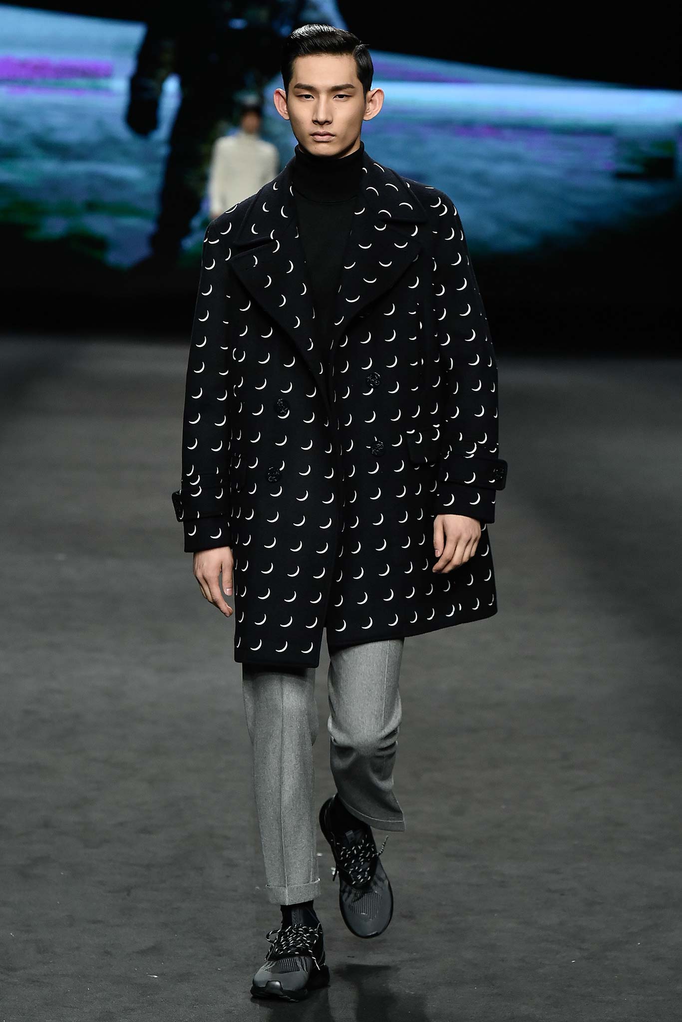black and white printed coat