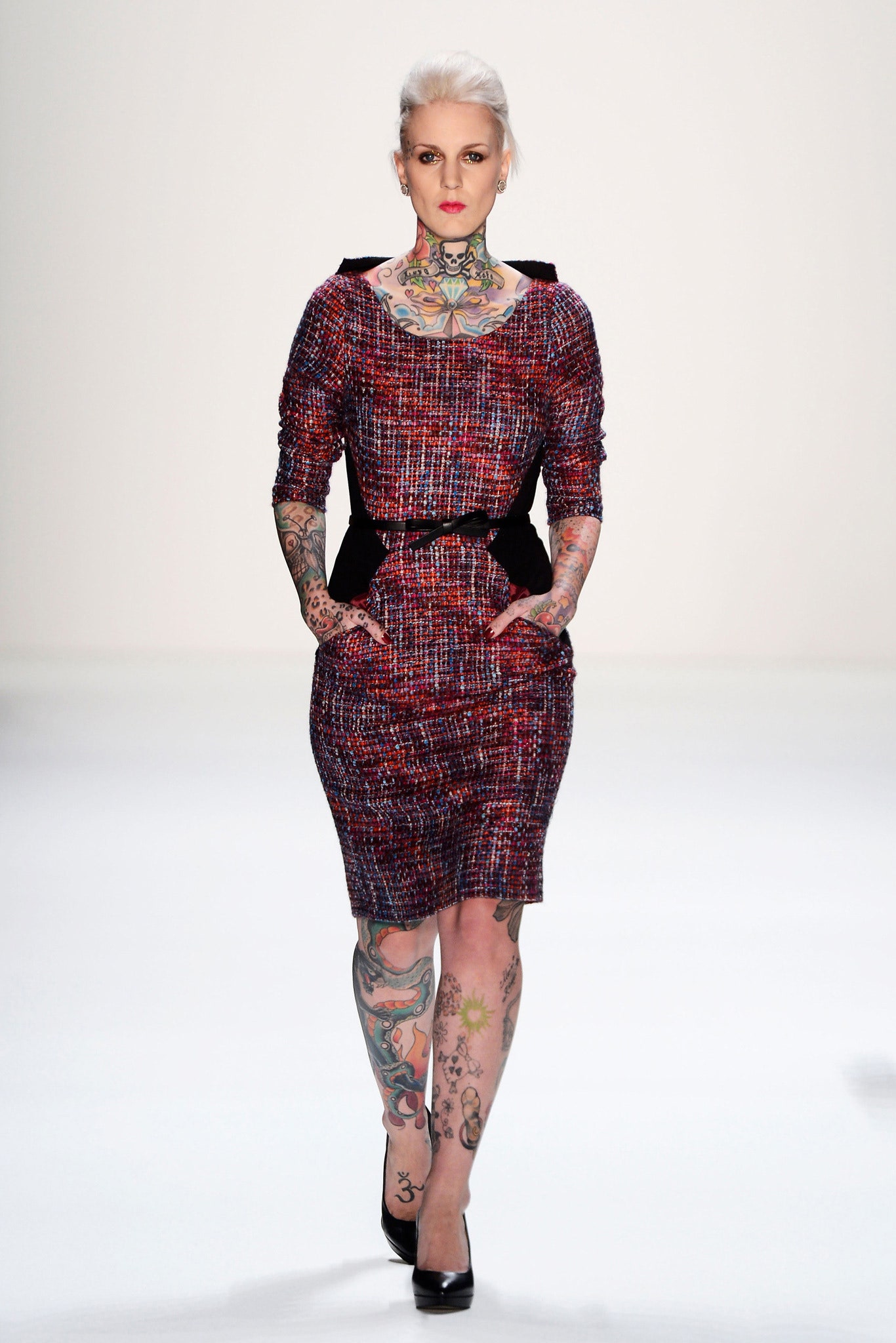red and black fitted dress