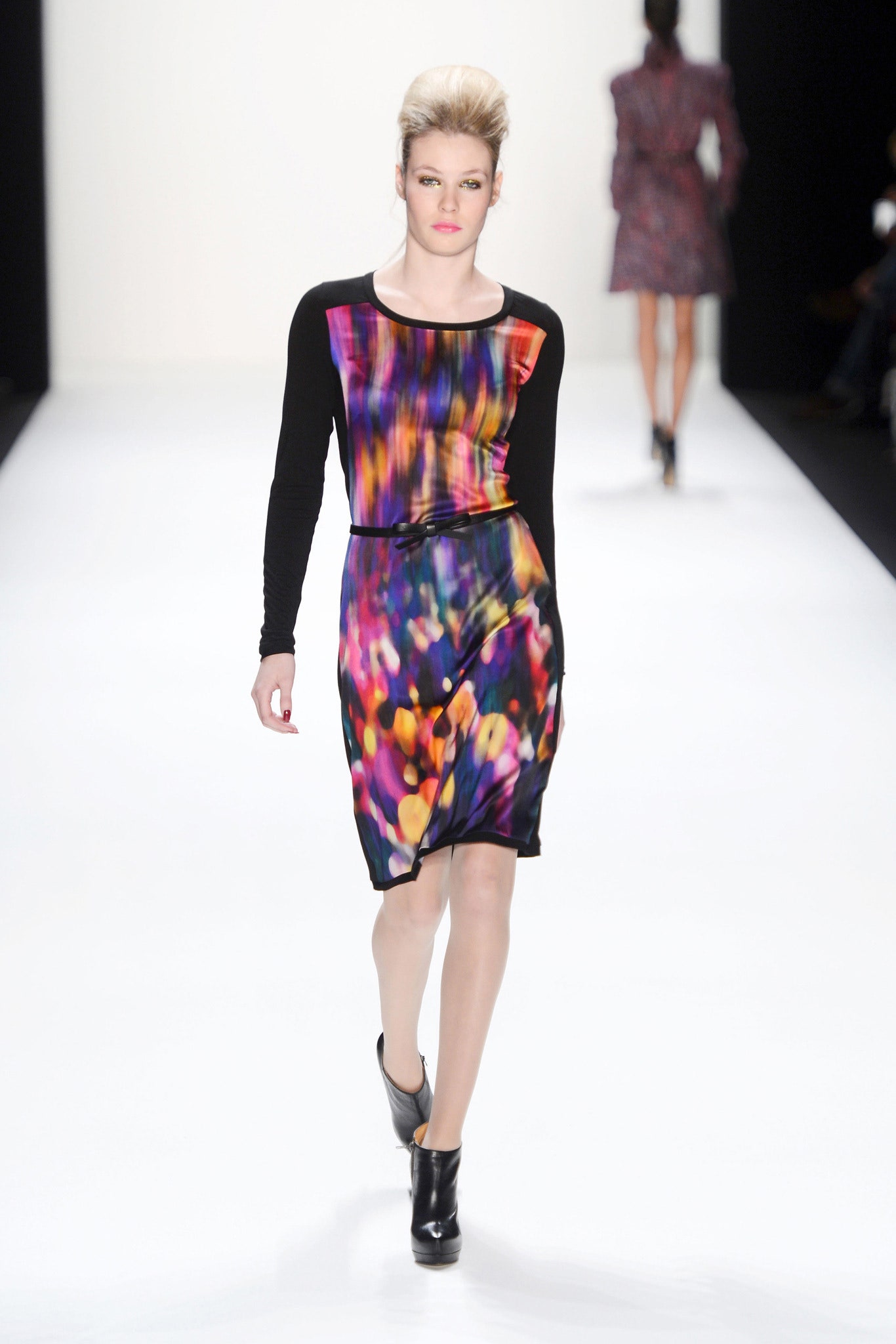 multi-colored fitted mini dress