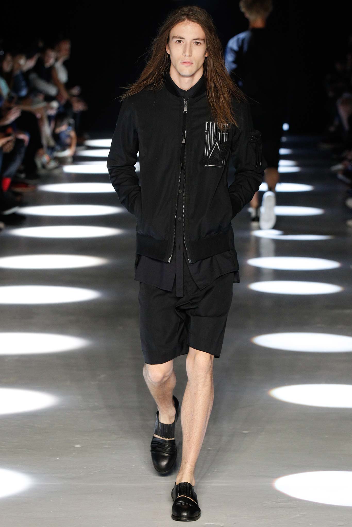 black fitted jacket and shorts