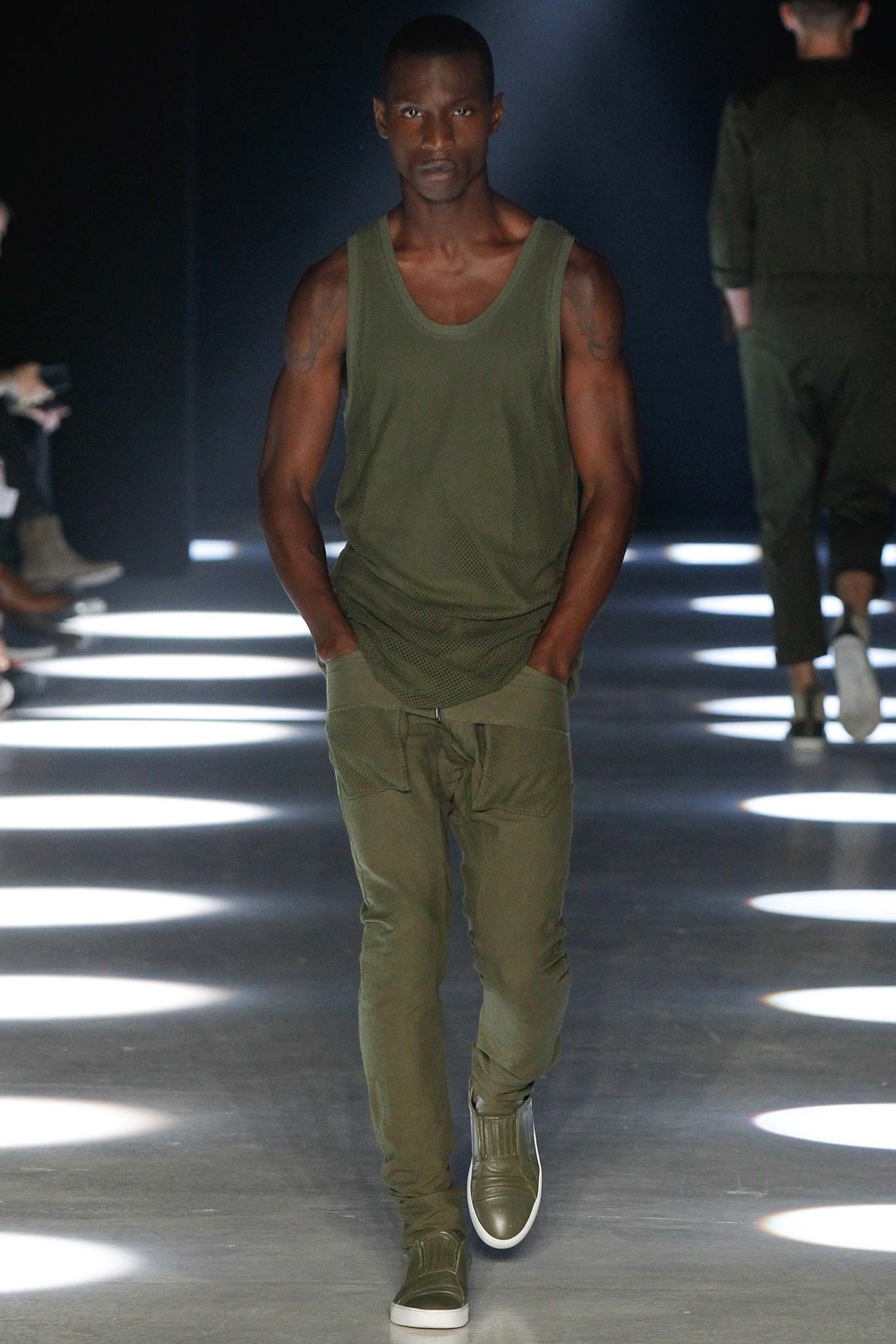 green tank-top and pants