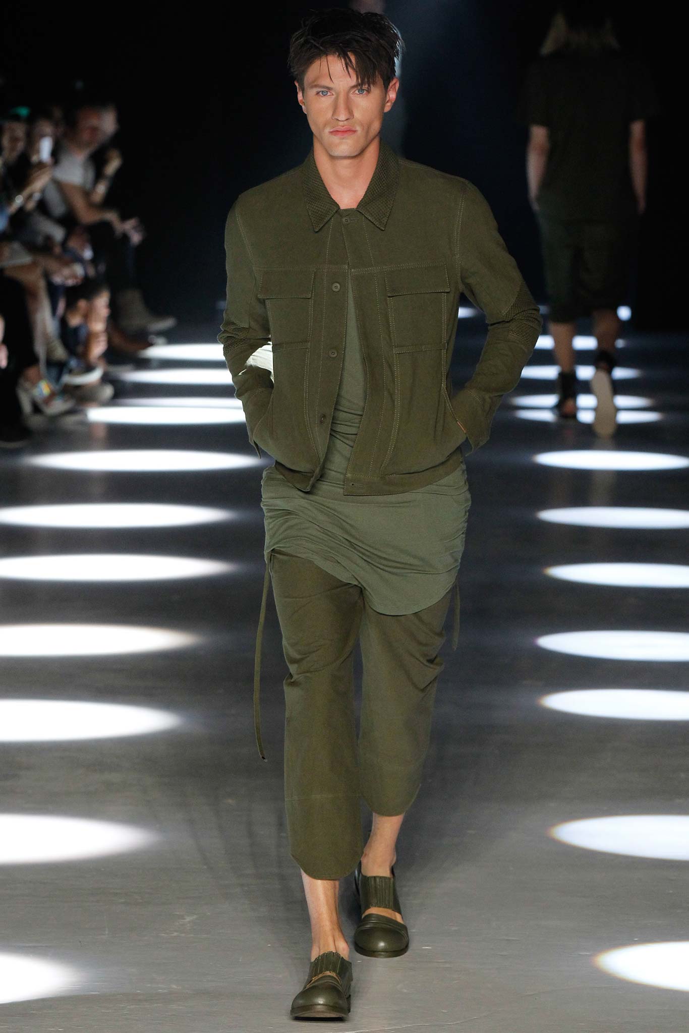 green fitted jacket and pants