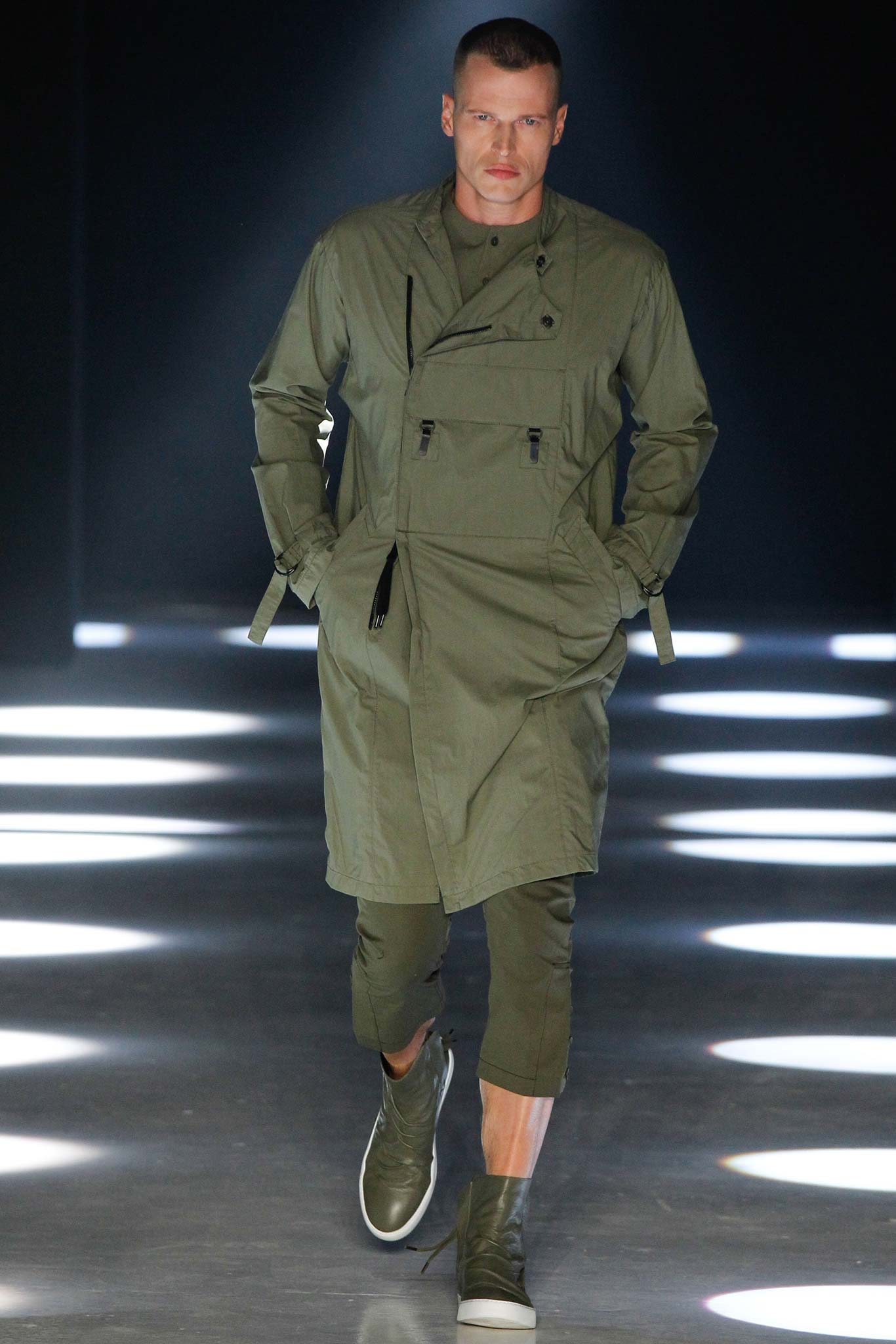 green cotton trench coat