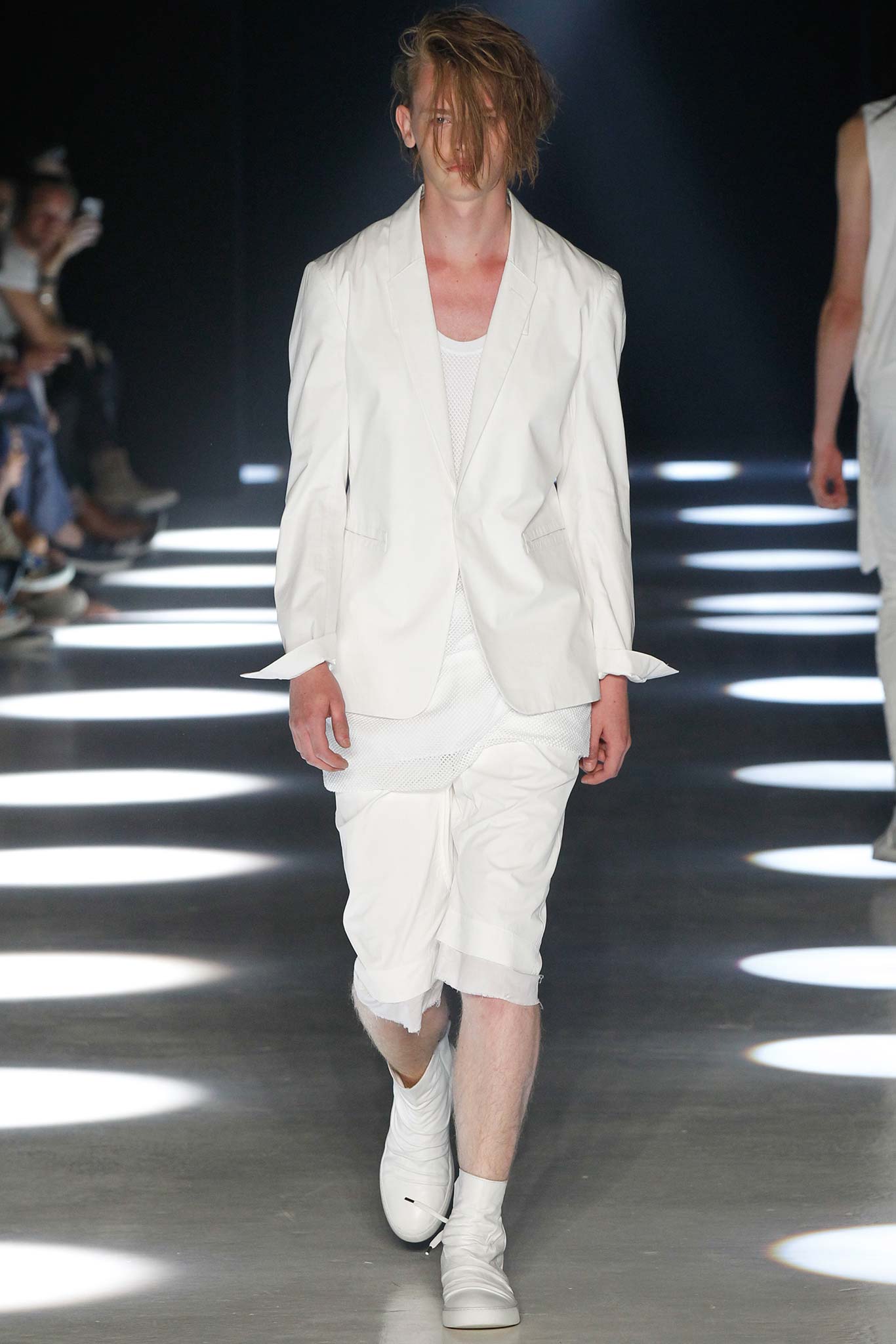 white tailored suit with shorts