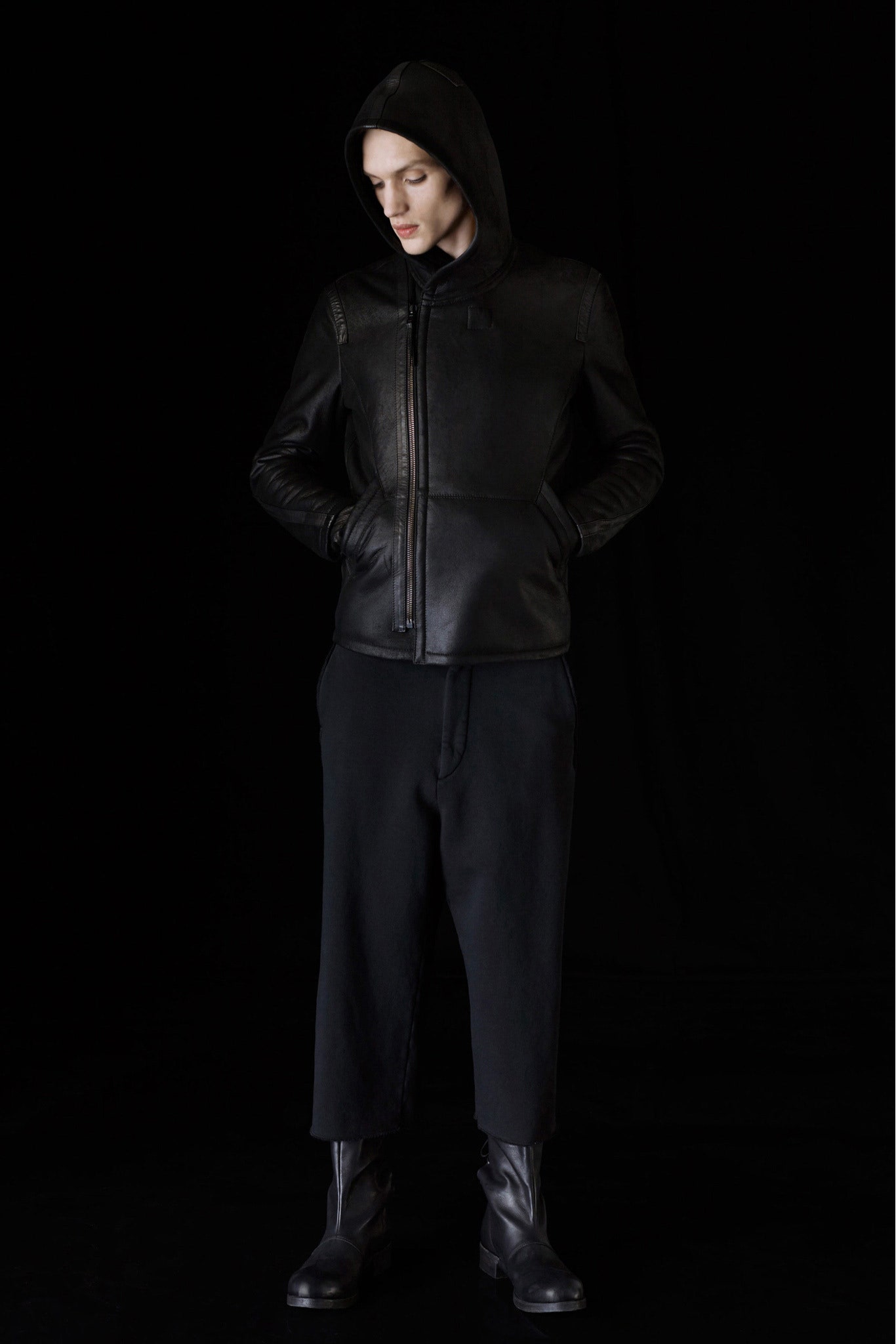 black leather jacket and pants