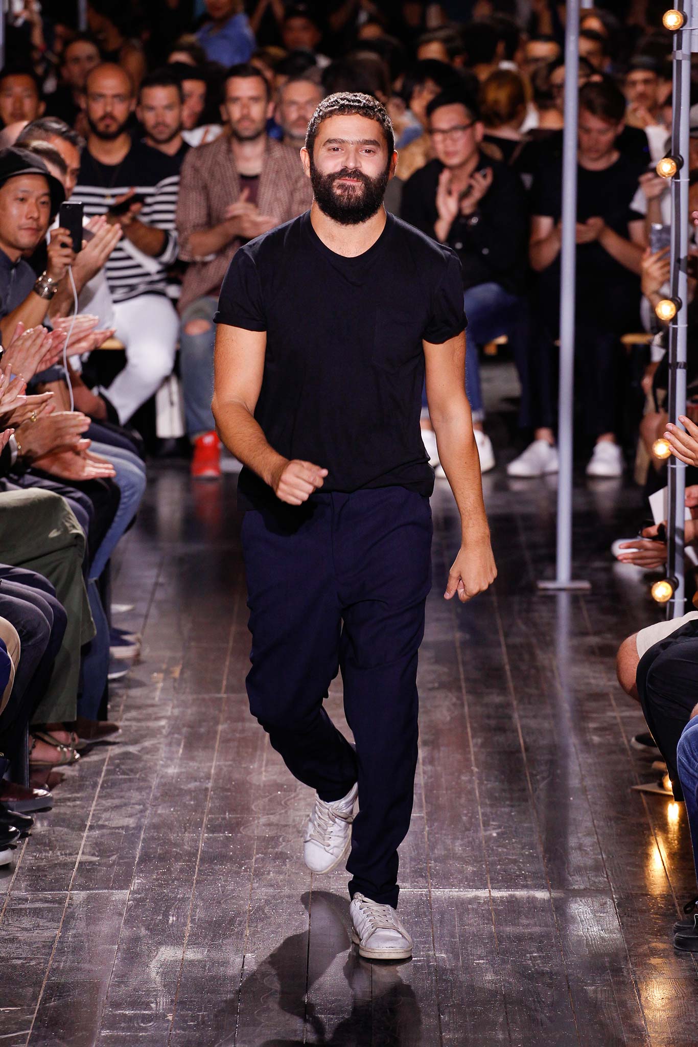black t-shirt with relaxed pants