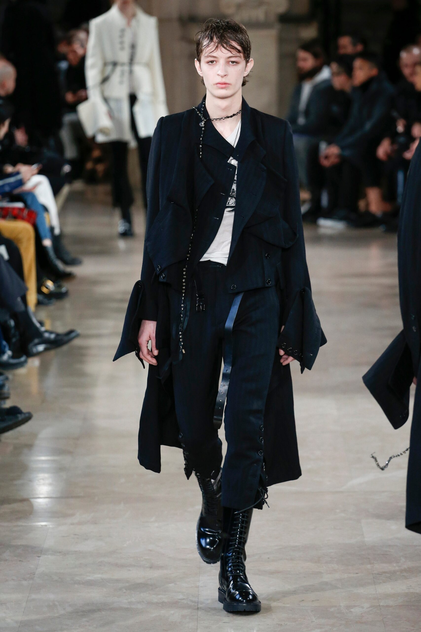 black coat with slim pants