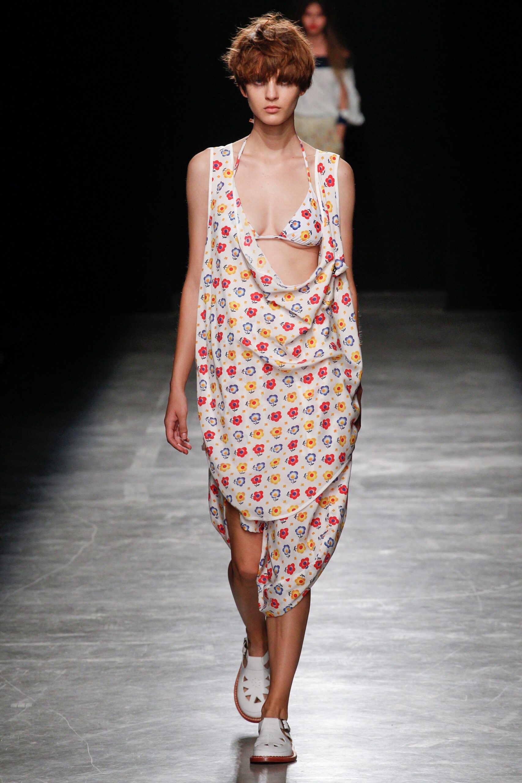 relaxed multi-colored midi dress with bikini