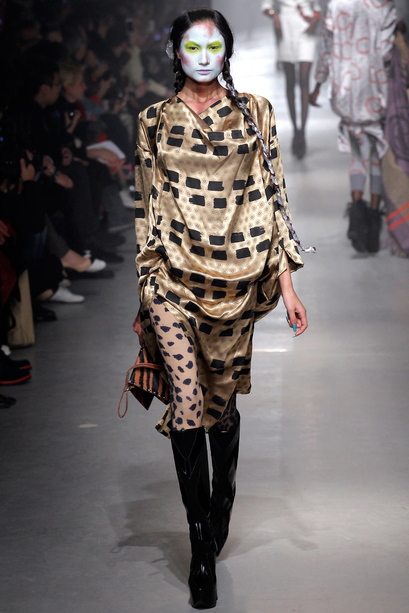 gold printed relaxed dress