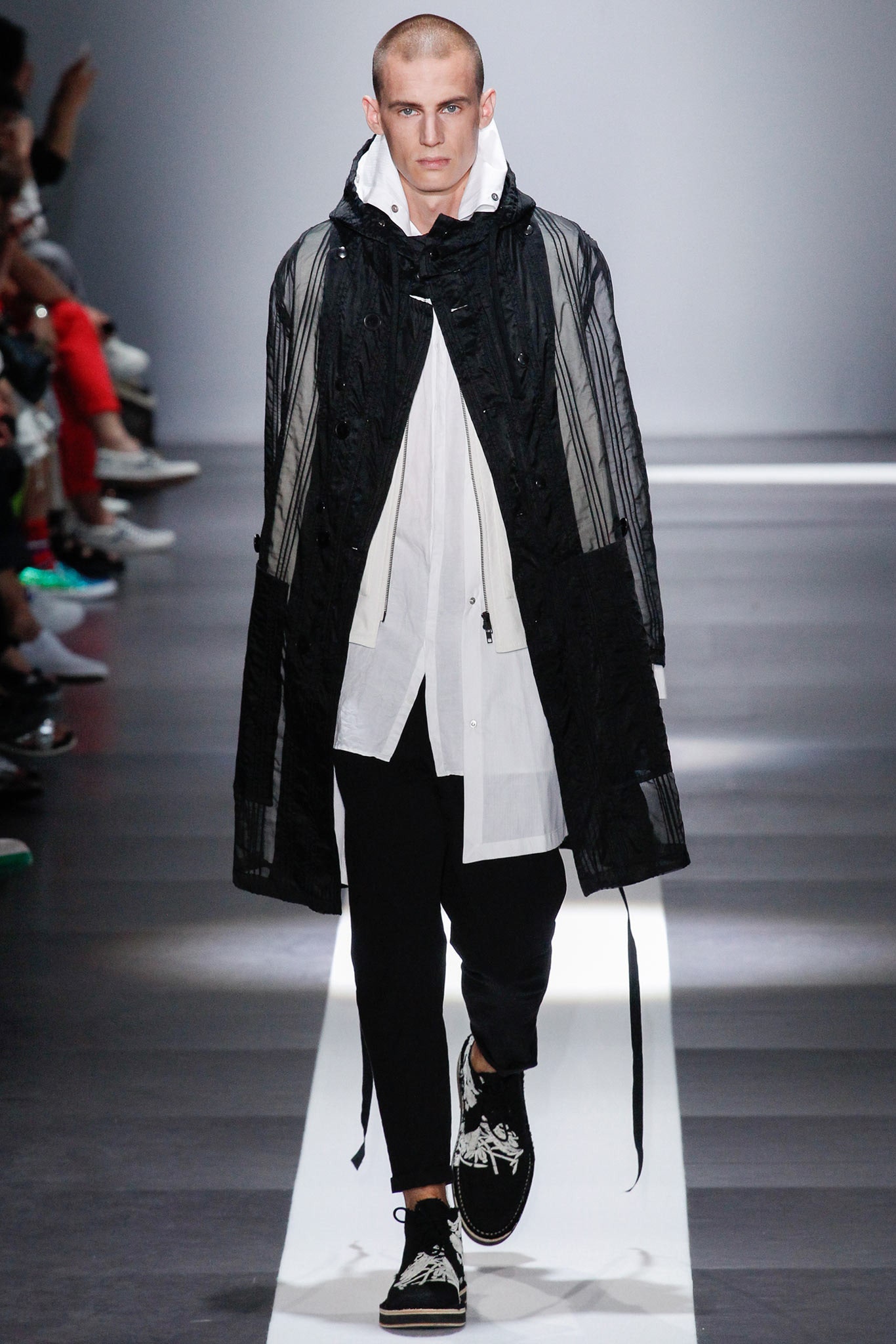 black silk coat with white shirt
