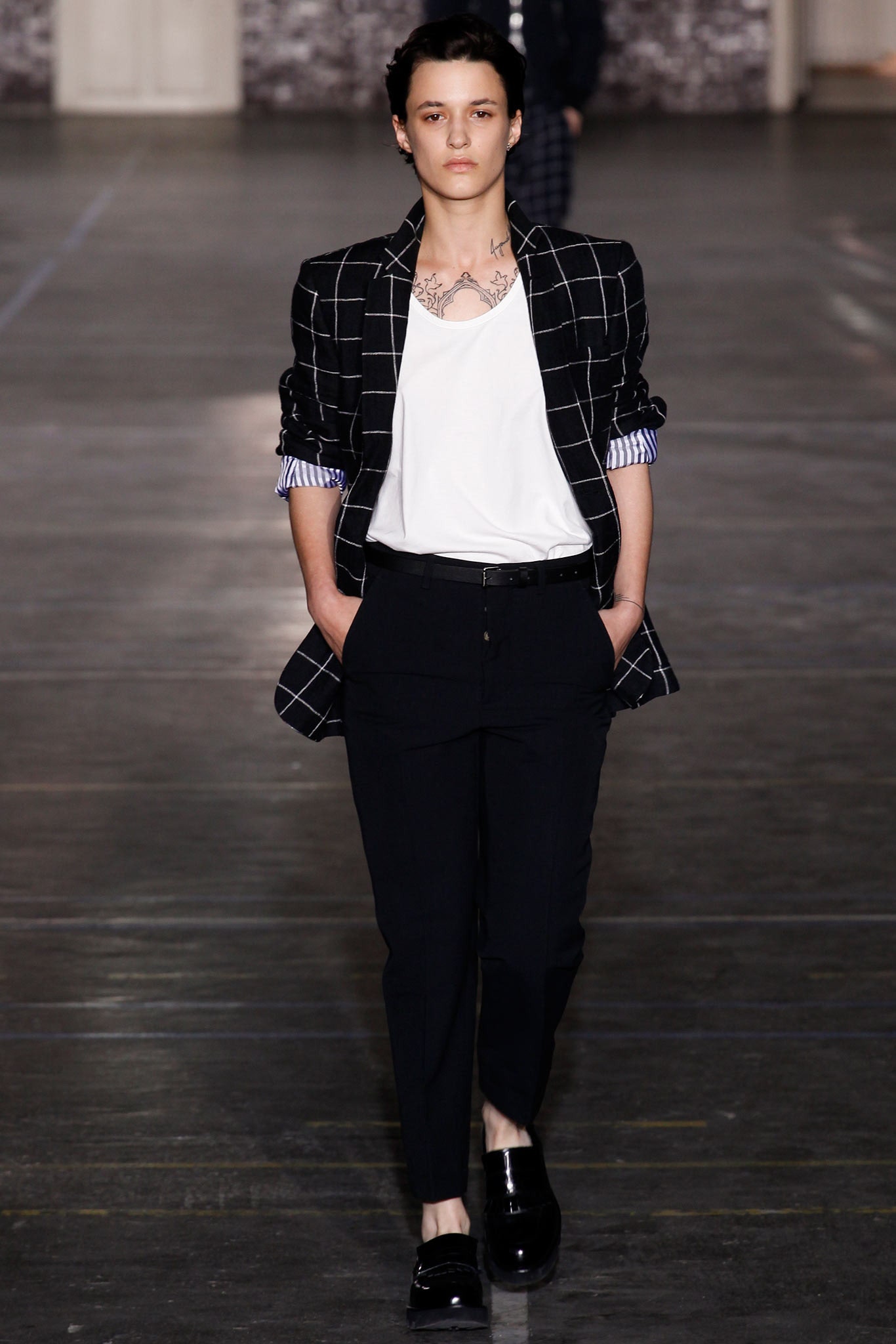 tailored black and white blazer