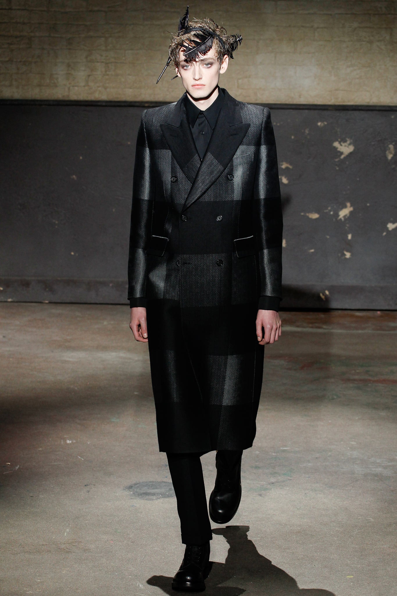 black tailored coat and pants