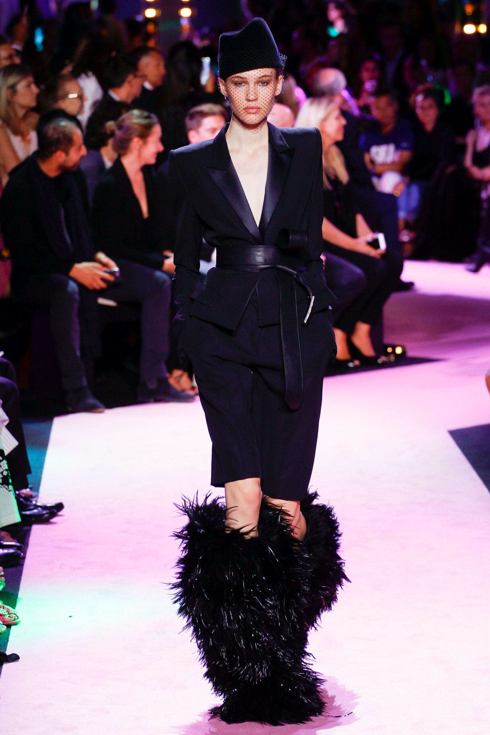 black fur fitted fringed boots