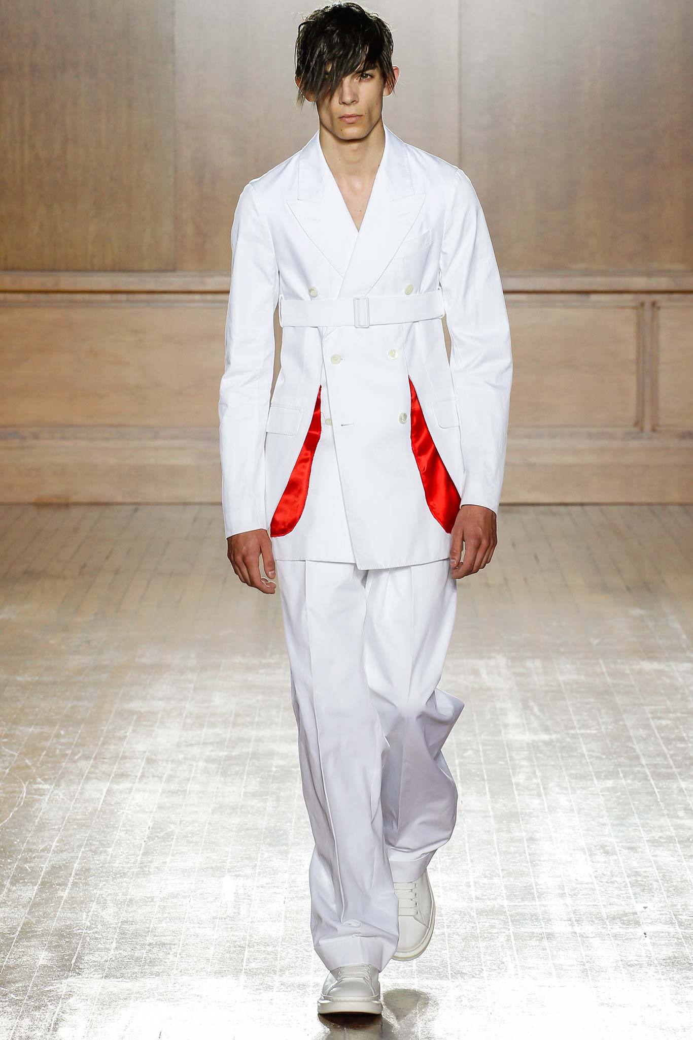 white cotton long-sleeve collared tailored zippered pockets suit