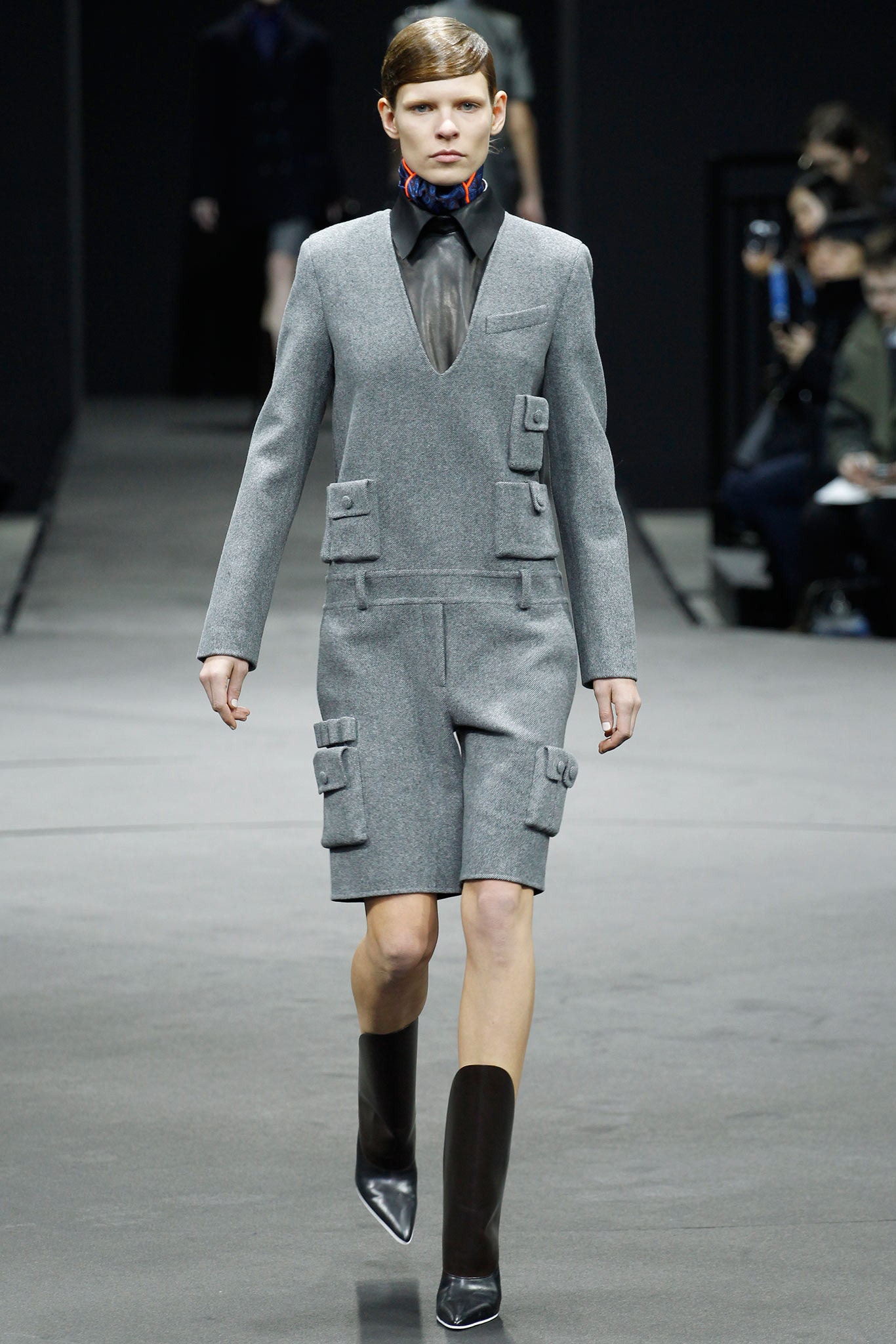gray fitted wool jumpsuit