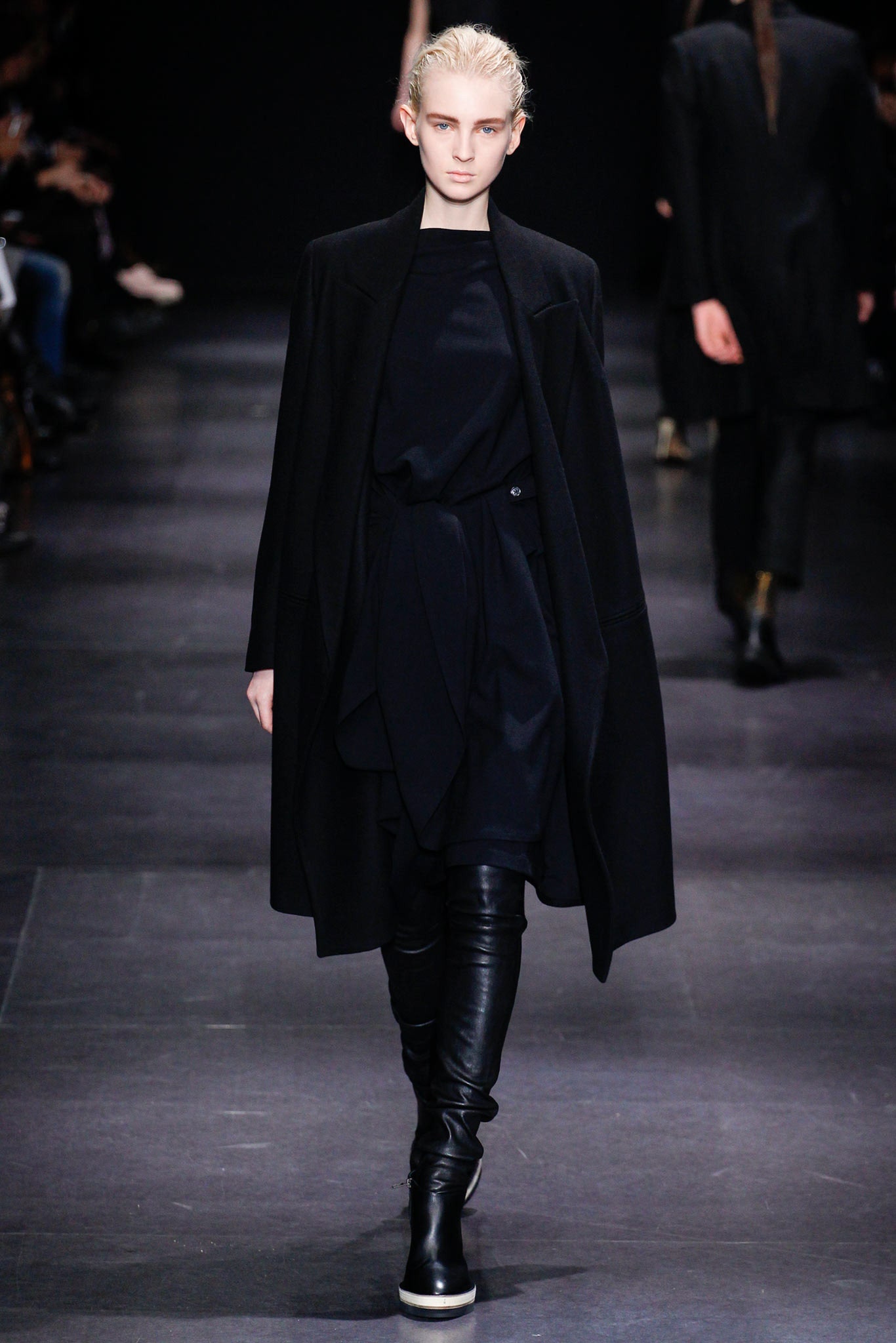 black wool coat and dress