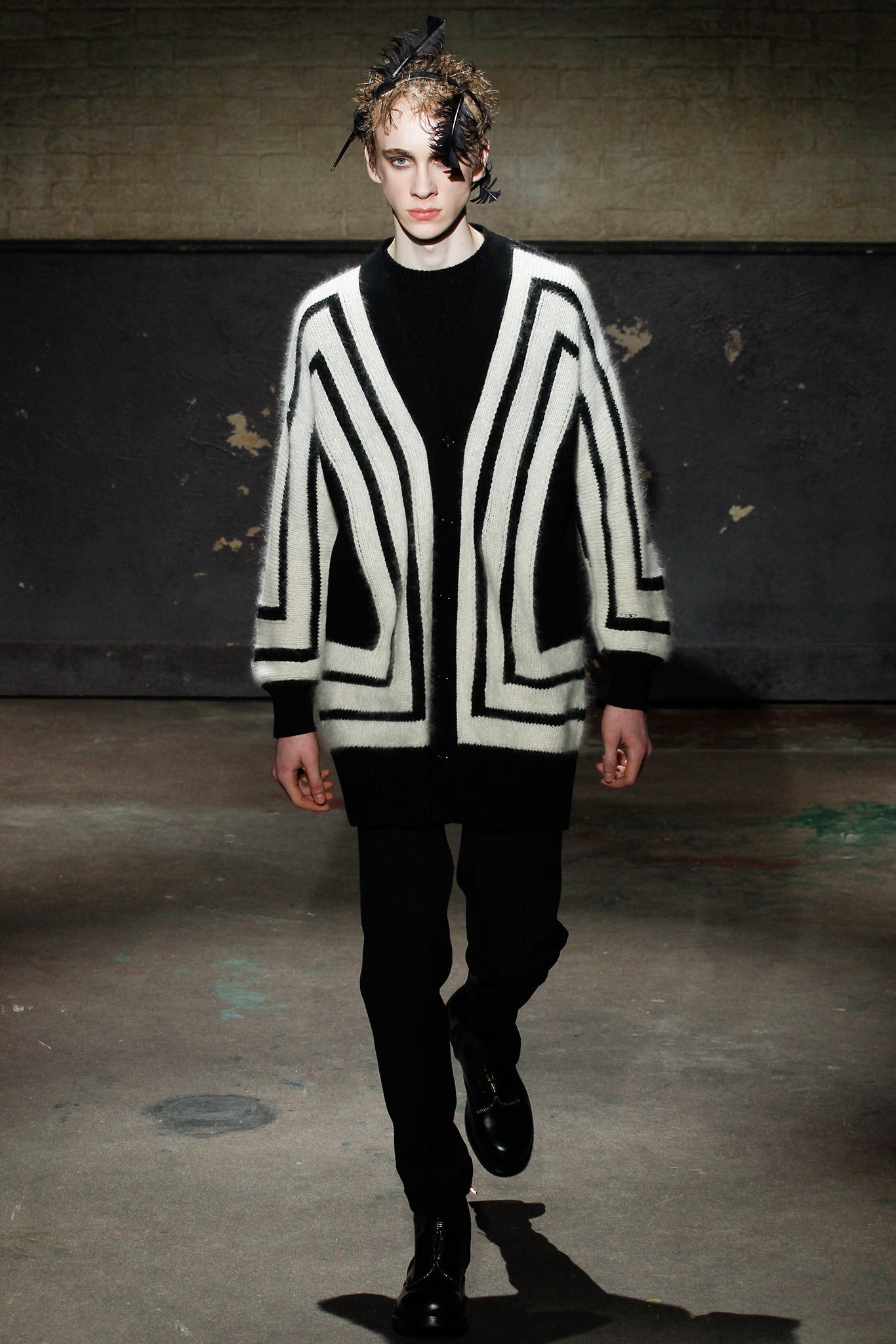 black and white striped cardigan