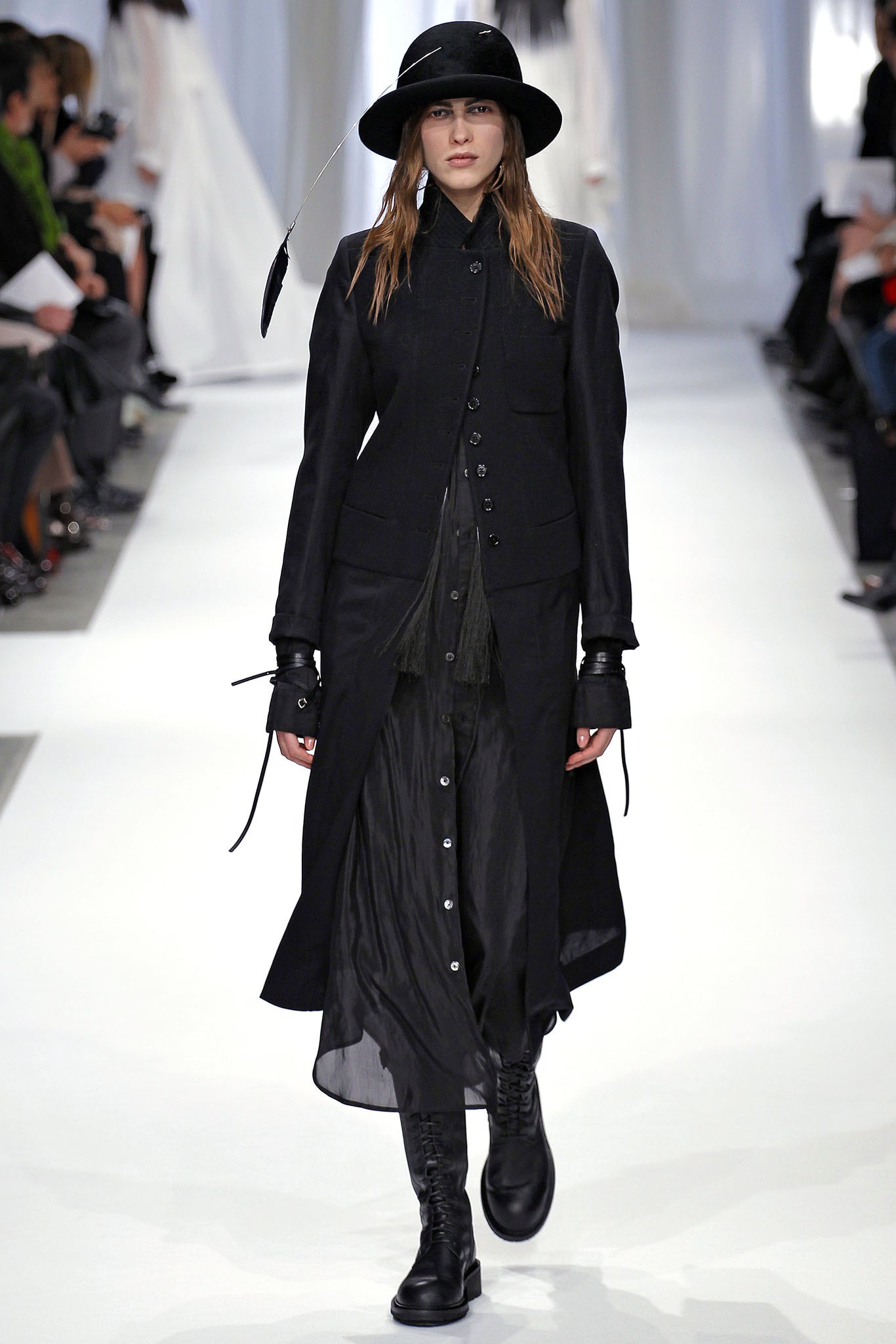 black coat and dress ensemble