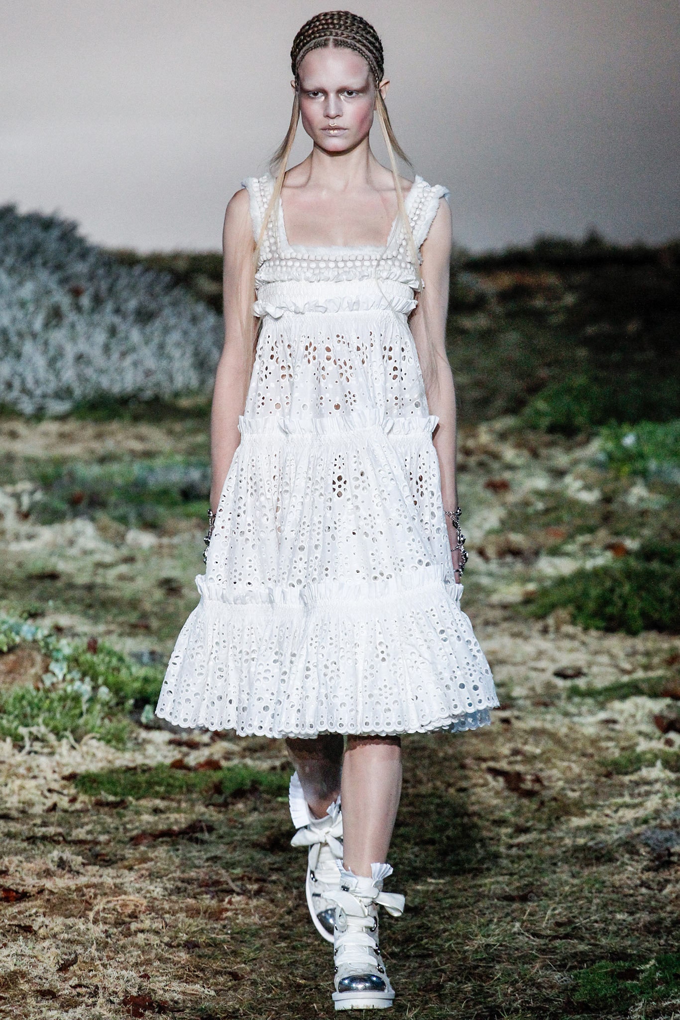 white cotton tiered dress