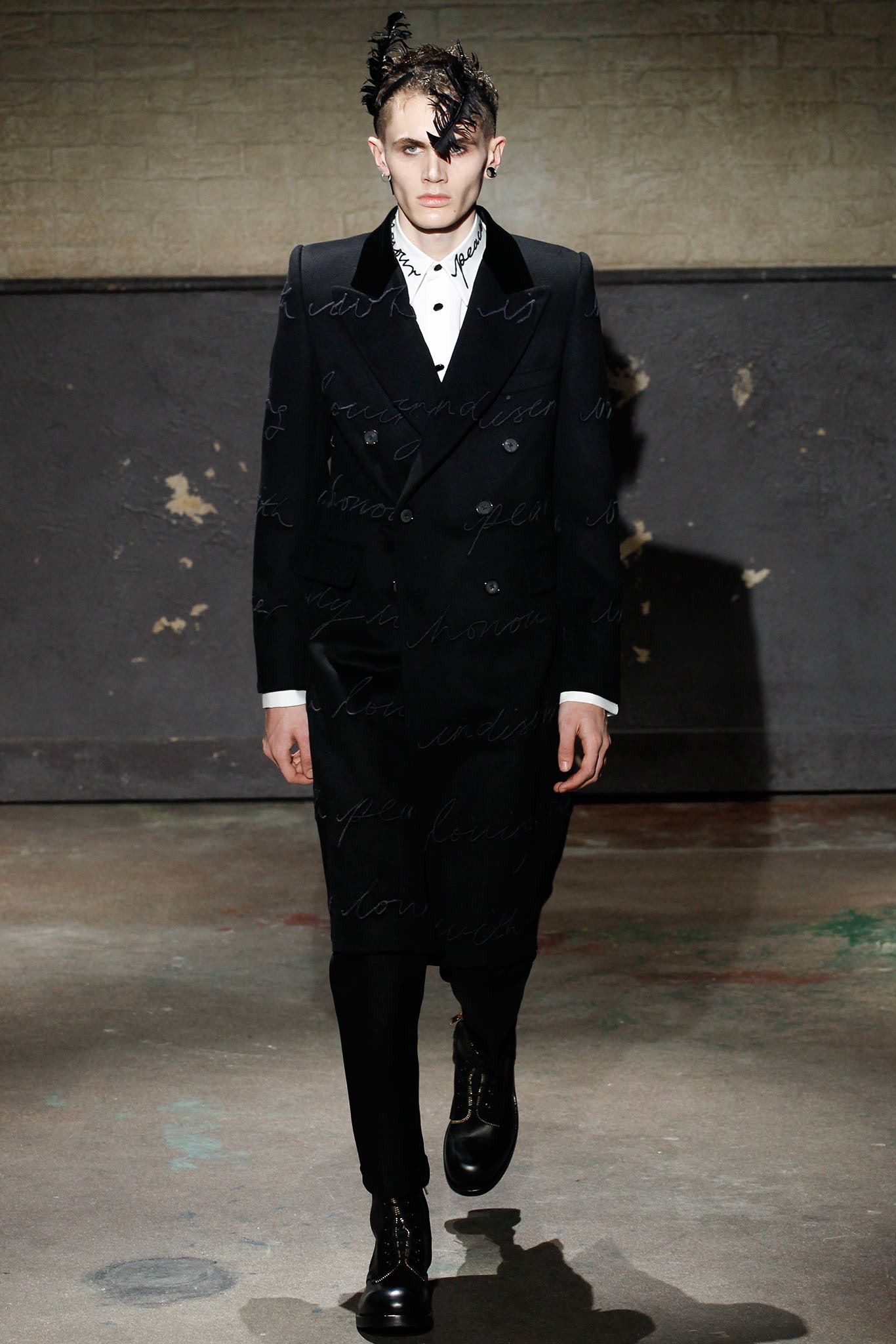 black tailored coat with white shirt