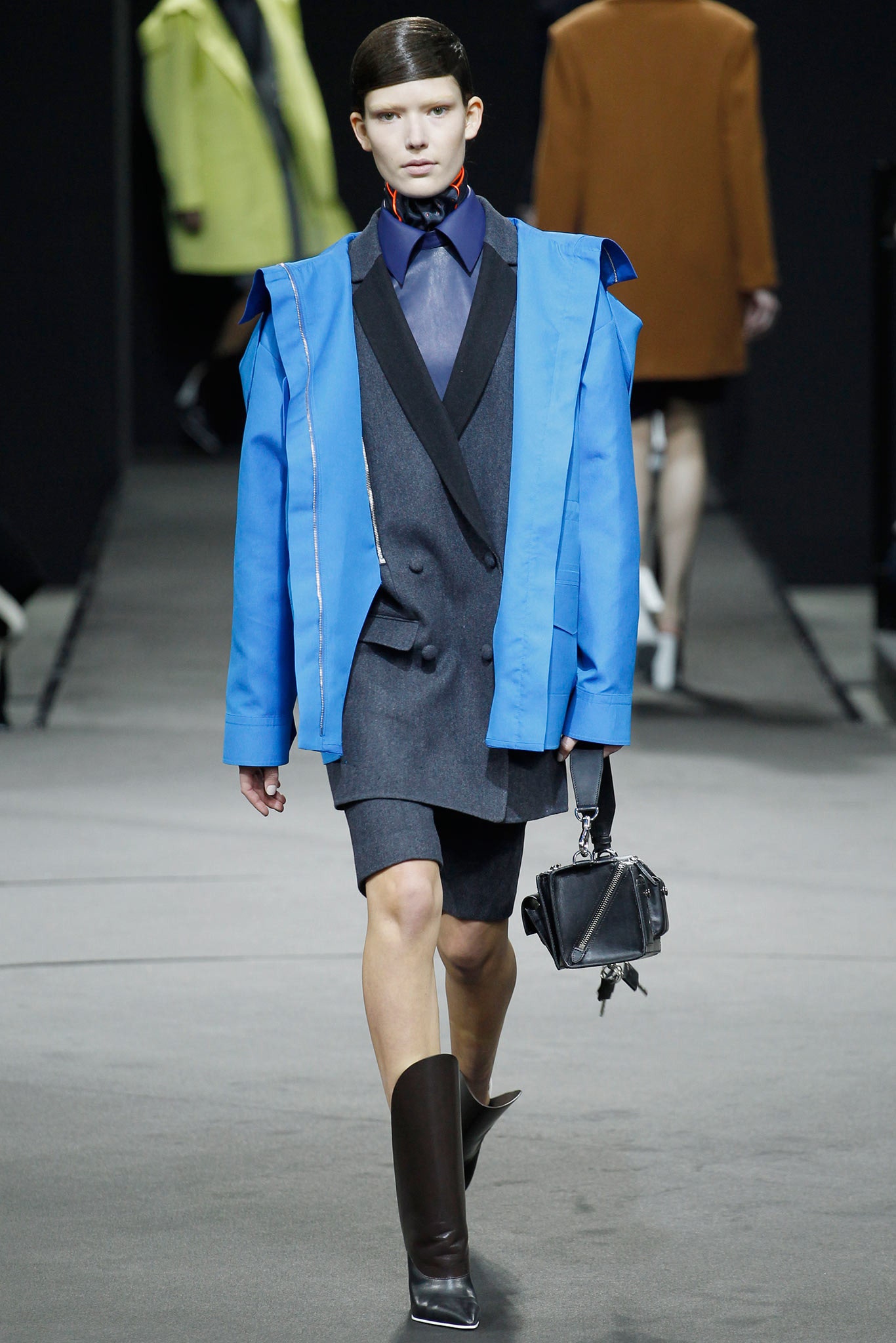 blue structured jacket gray suit