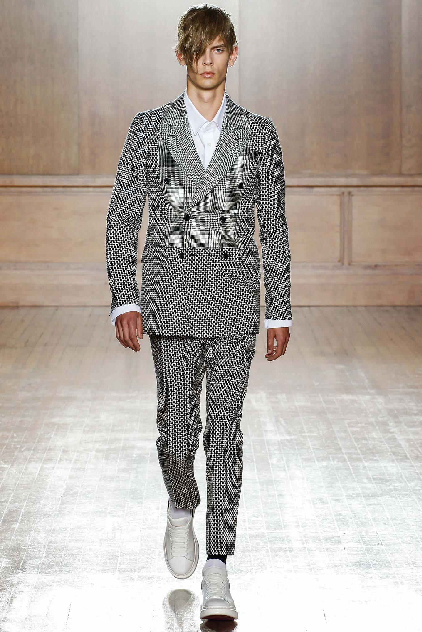 tailored black and white suit