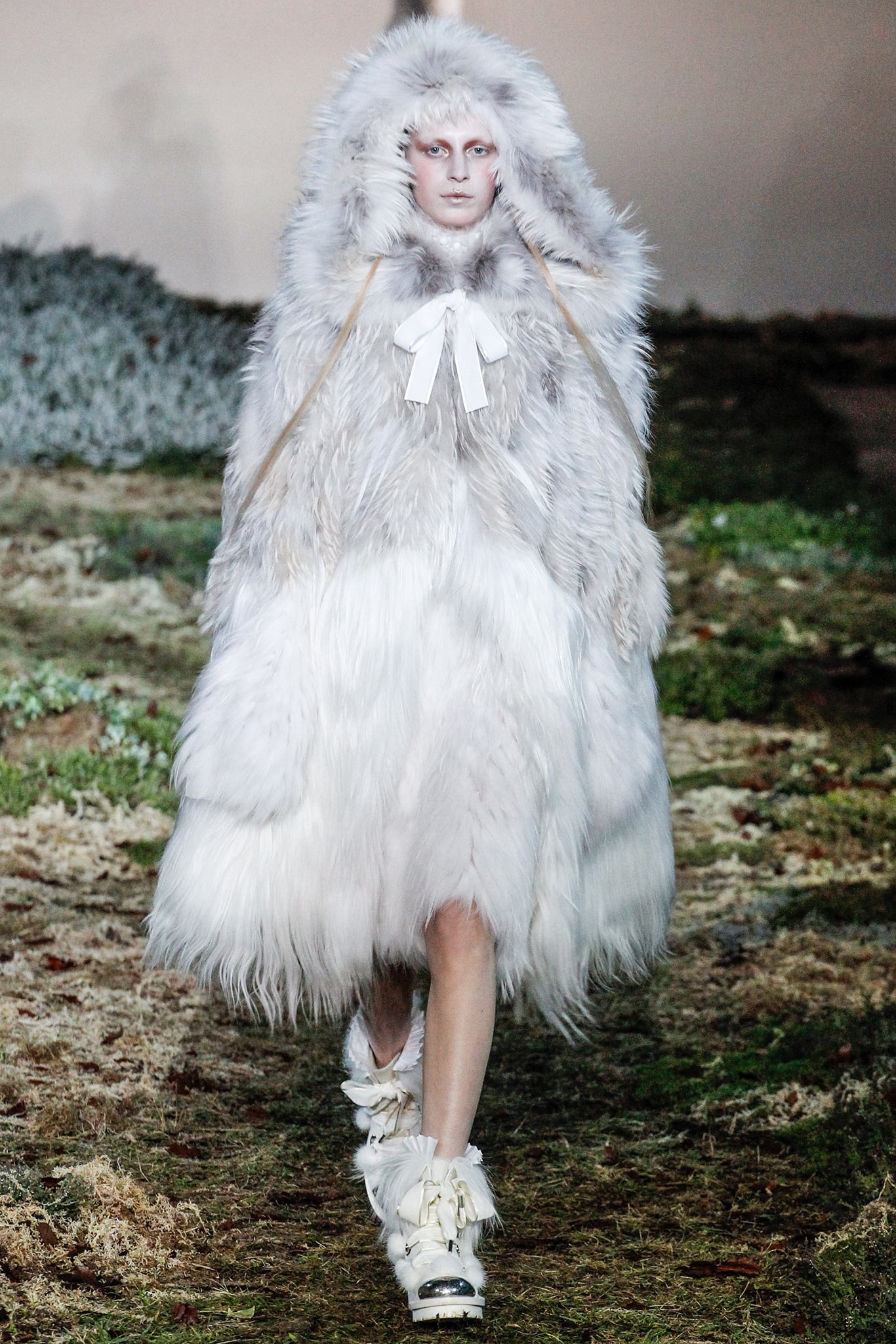 oversized white fur coat