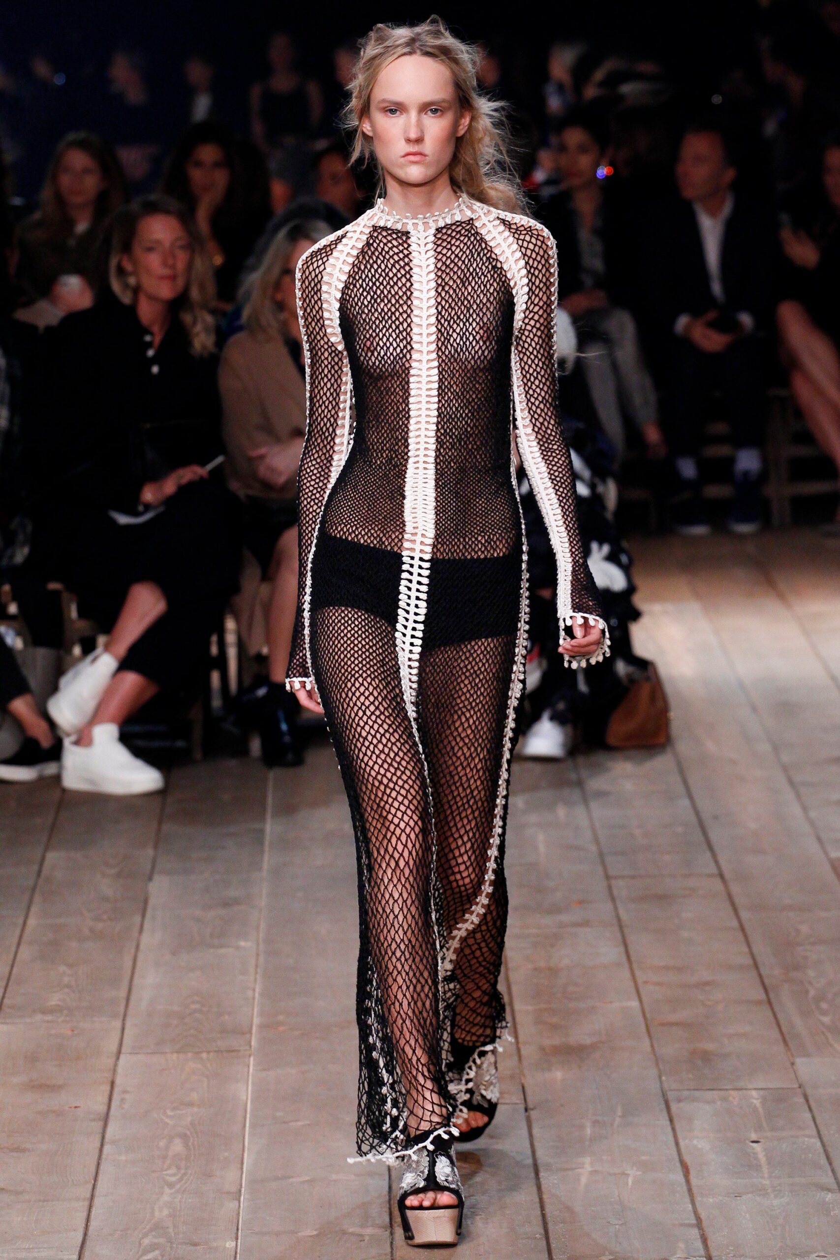 black and white sheer maxi dress