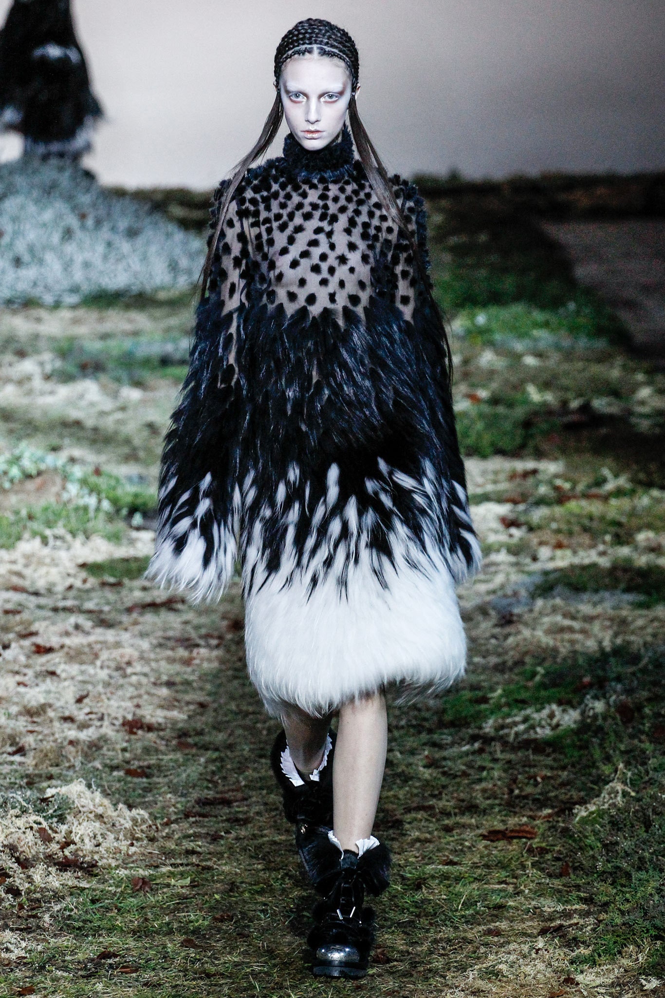 black and white fur dress
