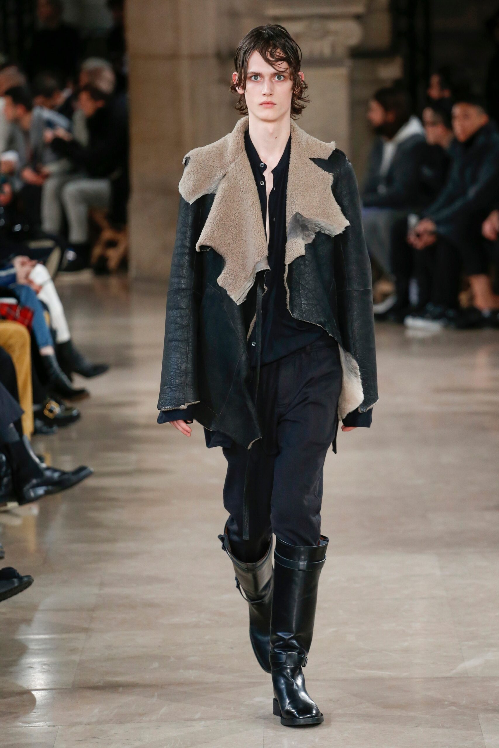 black leather coat with fur