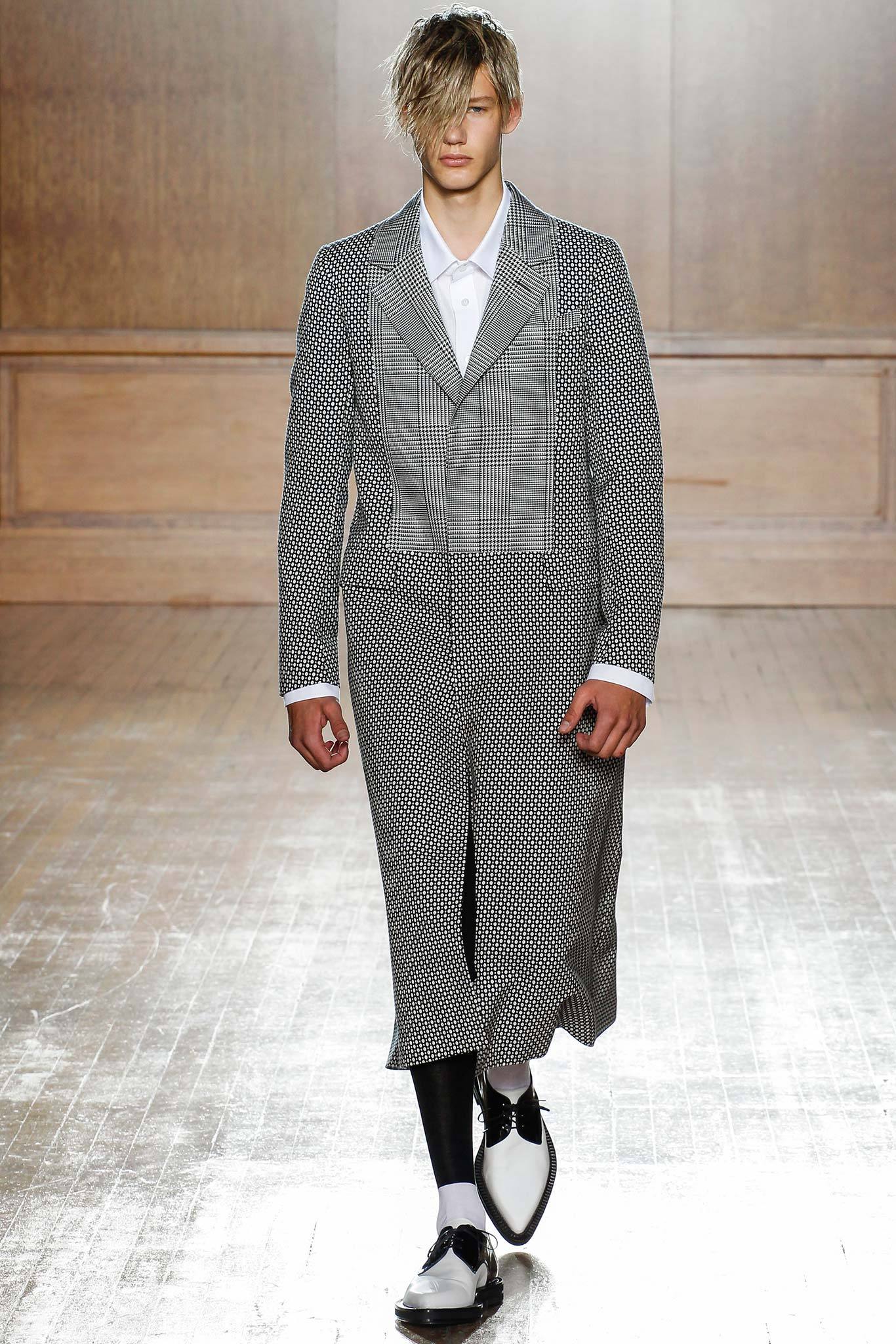 black and white checked coat