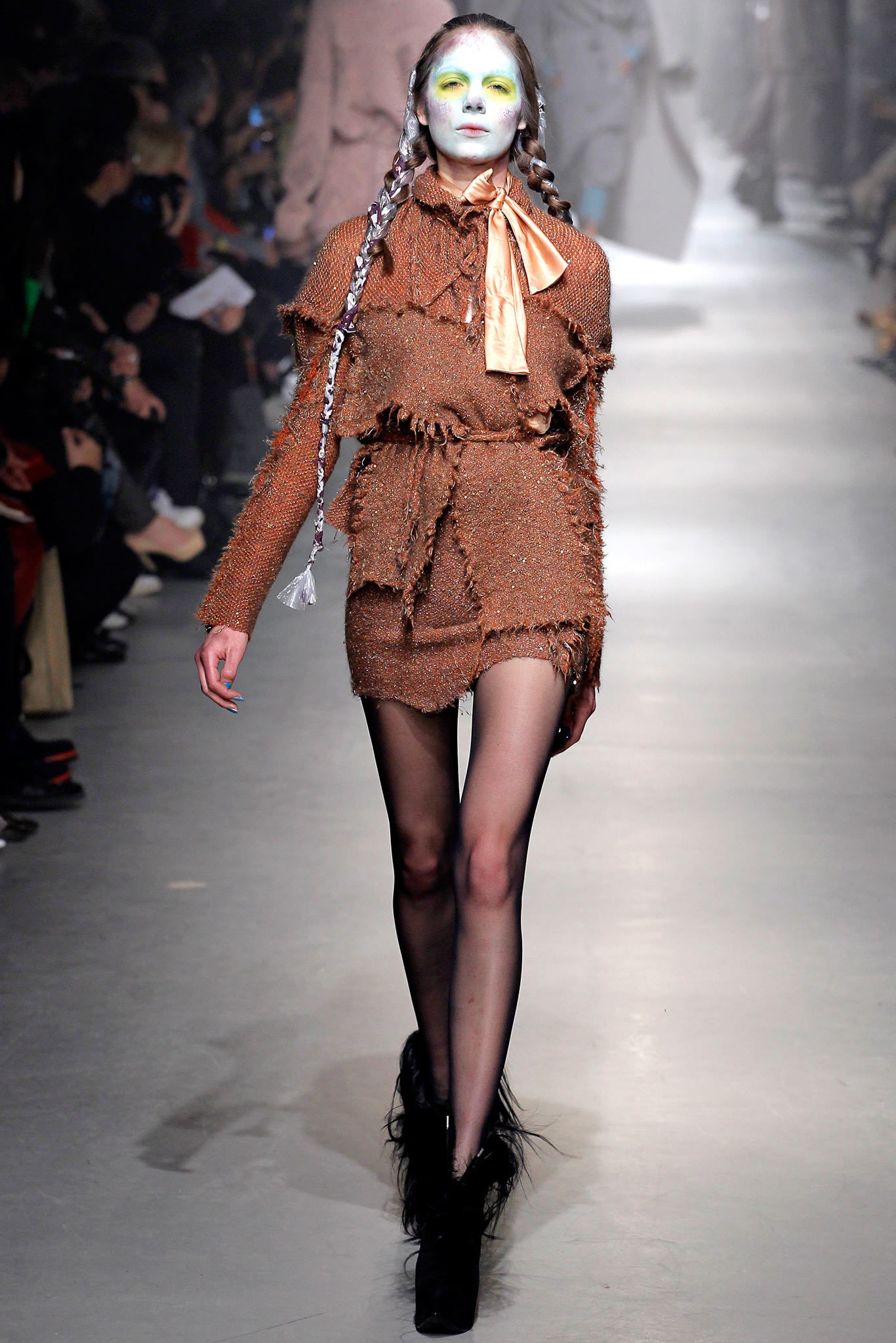 brown fitted ruffled mini dress