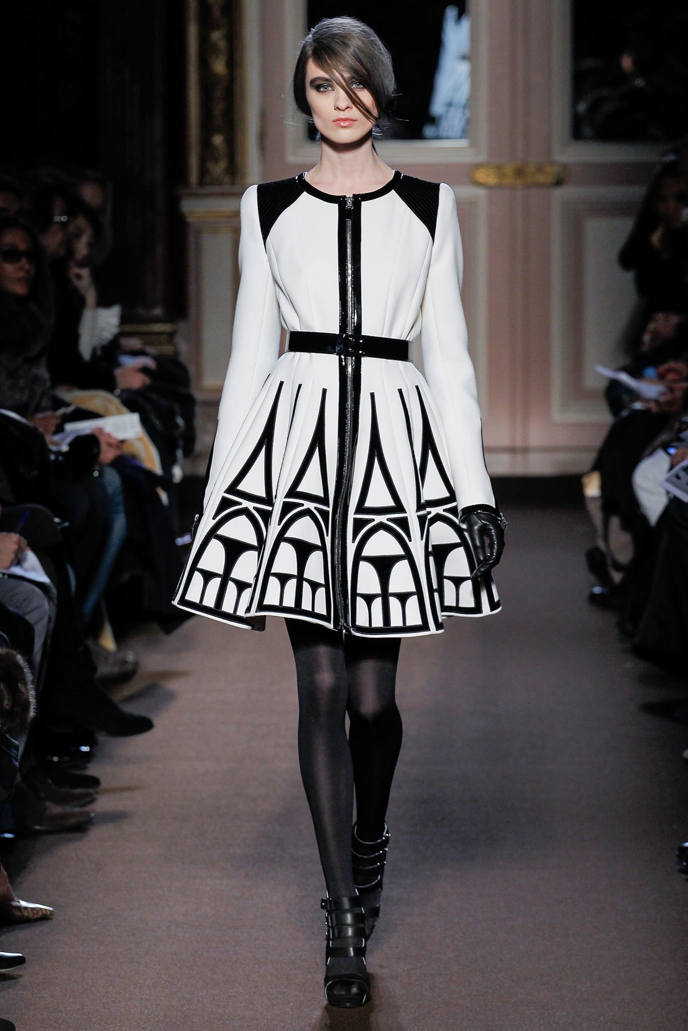 black and white fitted dress